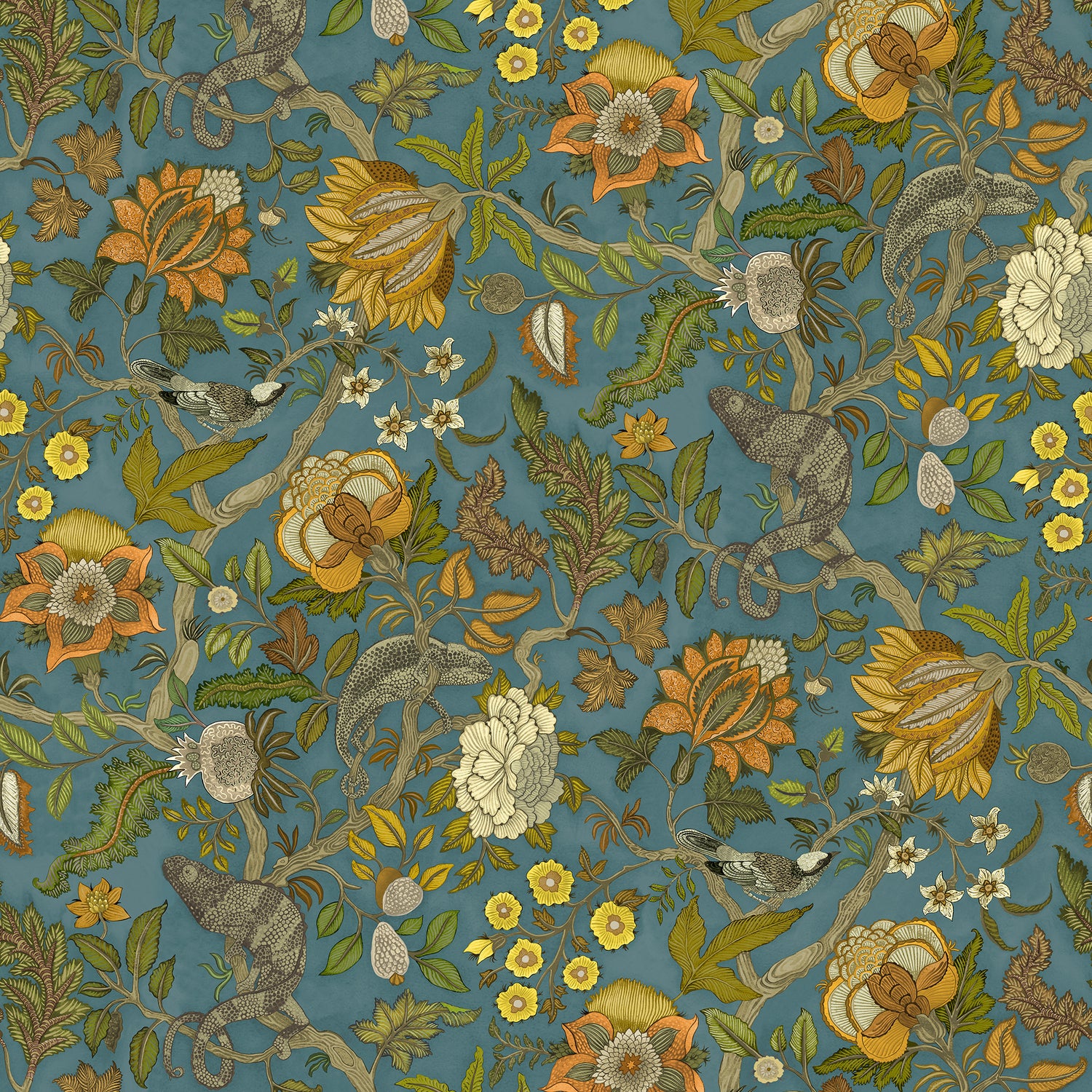 Chameleon Trail Wallpaper in teal and orange color - pattern number JMW1022.31.0 - by Kravet in the Josephine Munsey Portfolio II collection