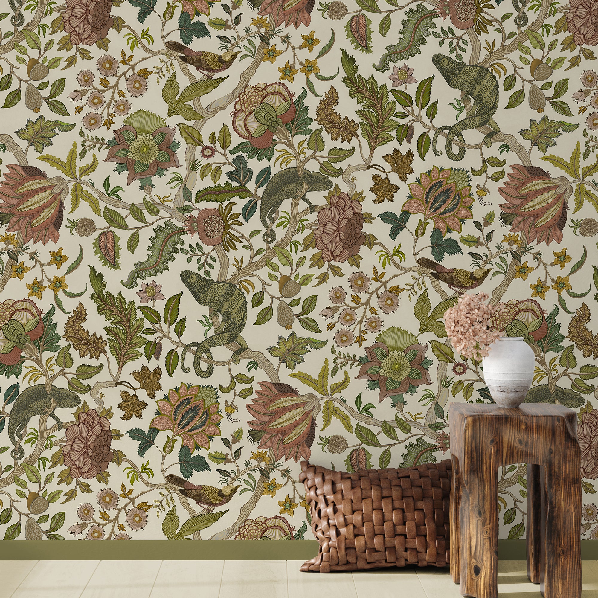 Chameleon Trail Wallpaper in dusty pinks and olive color - pattern number JMW1022.51.0 - by Kravet in the Josephine Munsey Portfolio II collection