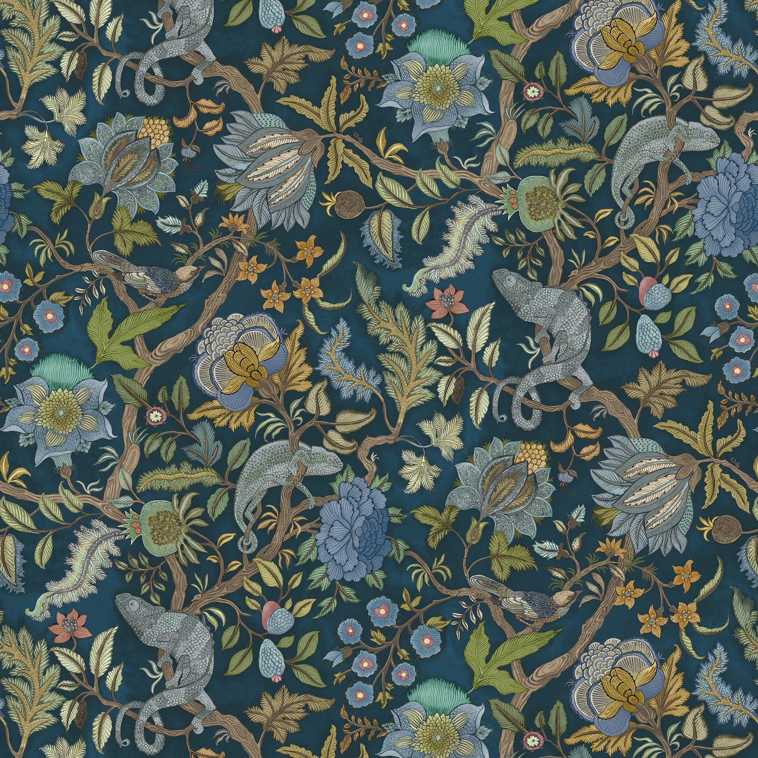 Chameleon Trail Wallpaper in bright blues and green color - pattern number JMW1022.61.0 - by Kravet in the Josephine Munsey Portfolio II collection