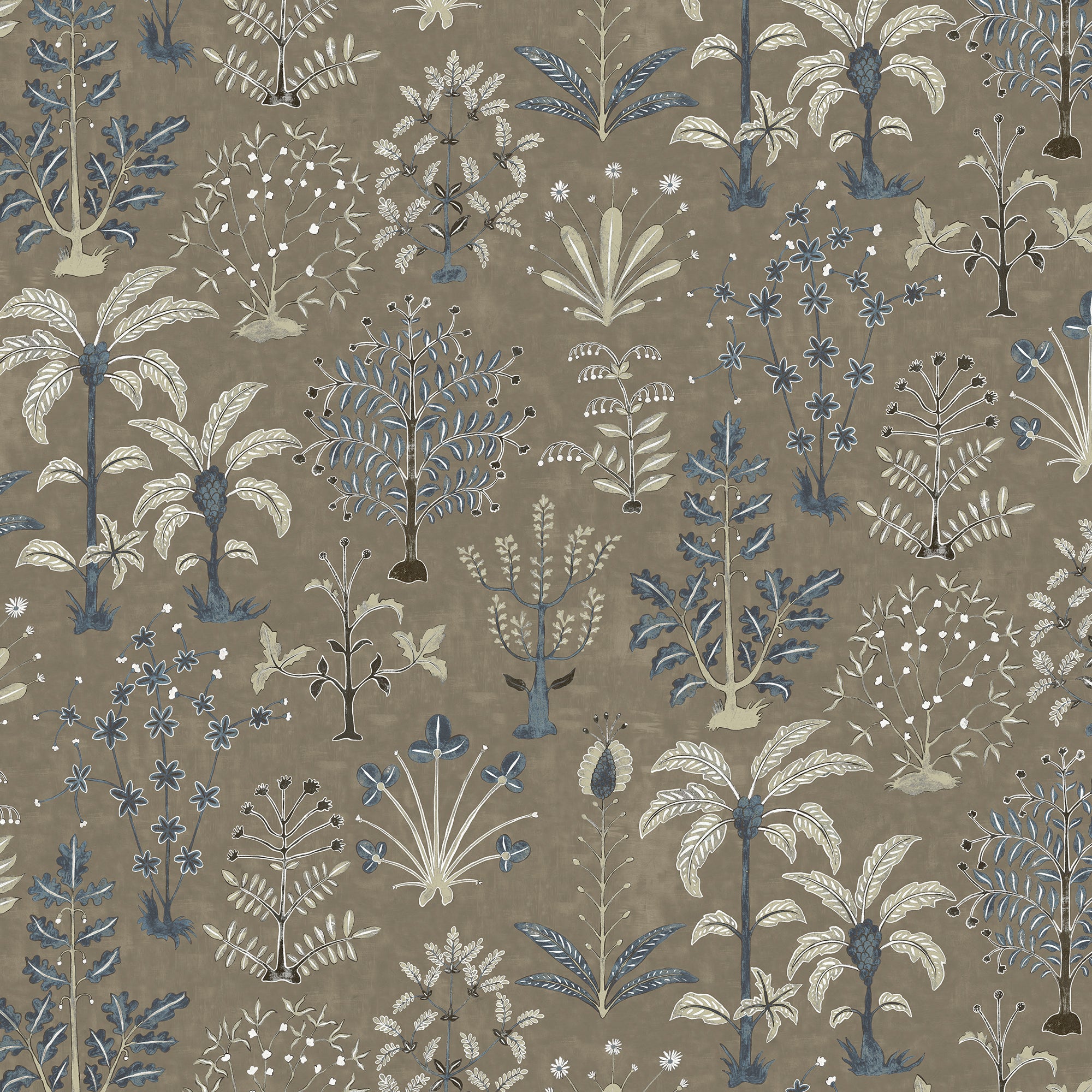Cynthia Wallpaper in mushroom and blue color - pattern number JMW1023.11.0 - by Kravet in the Josephine Munsey Portfolio II collection