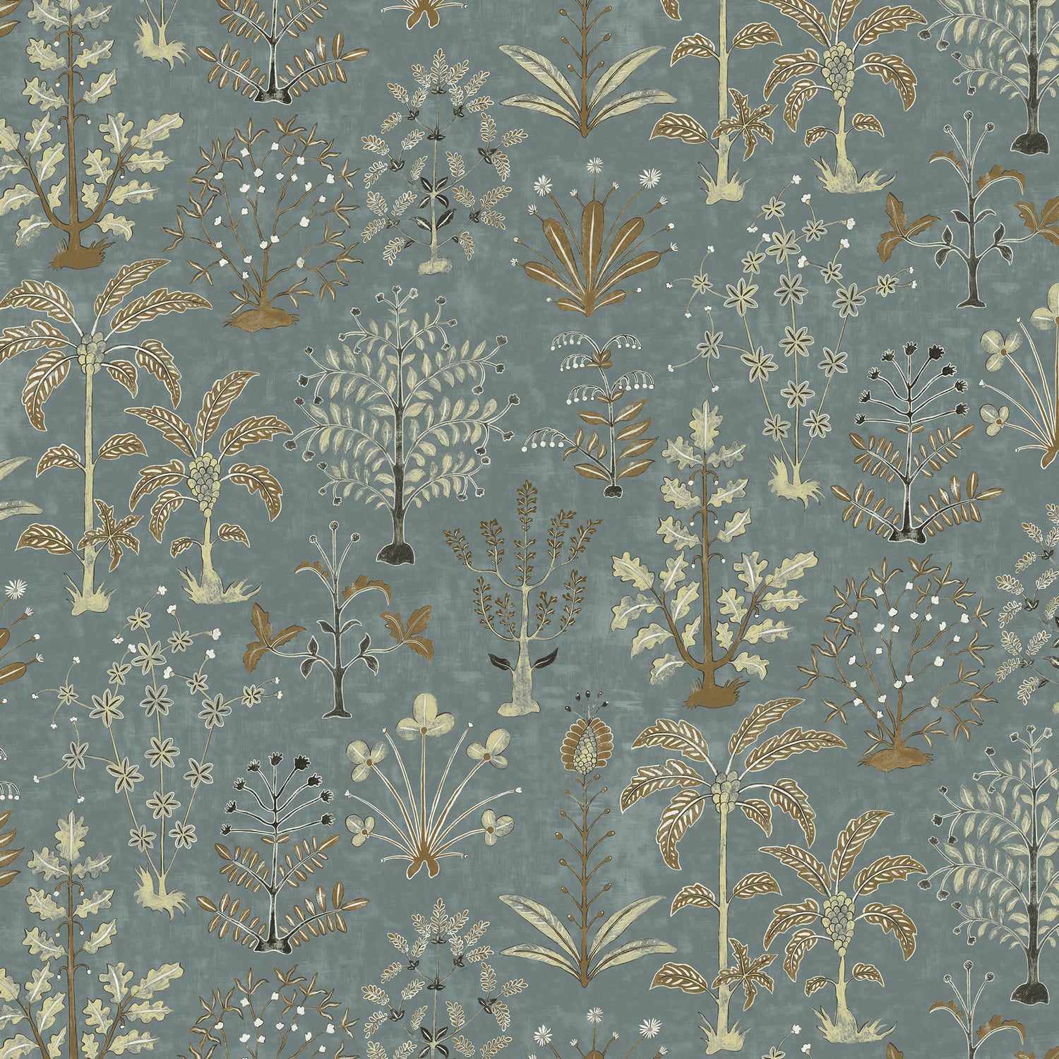Cynthia Wallpaper in mid blue and olive color - pattern number JMW1023.21.0 - by Kravet in the Josephine Munsey Portfolio II collection