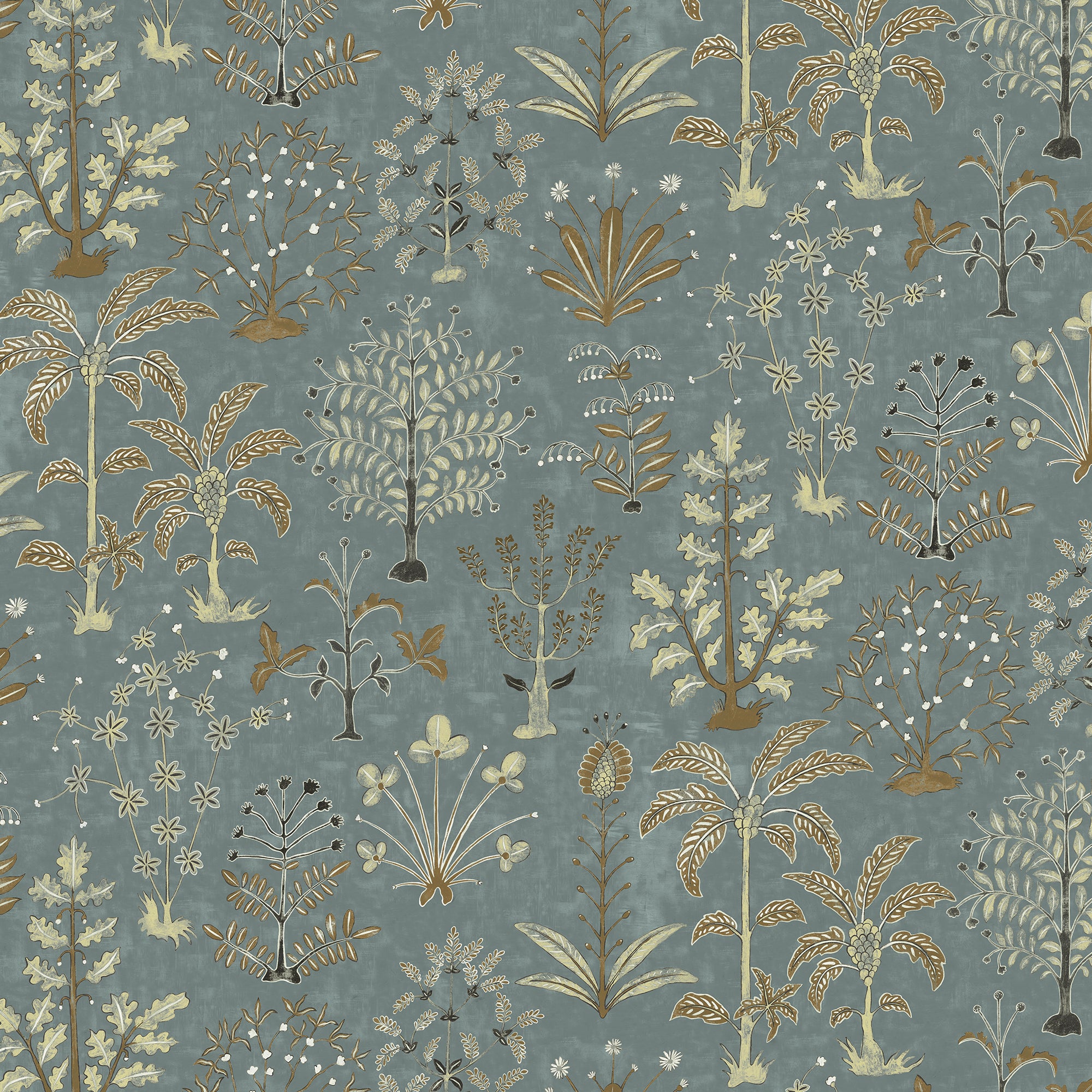 Cynthia Wallpaper in mid blue and olive color - pattern number JMW1023.21.0 - by Kravet in the Josephine Munsey Portfolio II collection