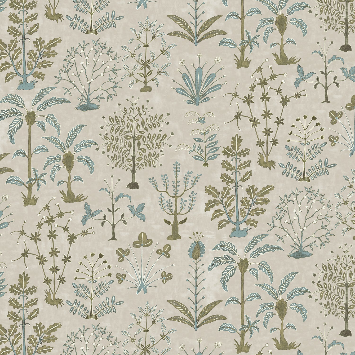 Cynthia Wallpaper in stone, light blue and olive color - pattern number JMW1023.41.0 - by Kravet in the Josephine Munsey Portfolio II collection