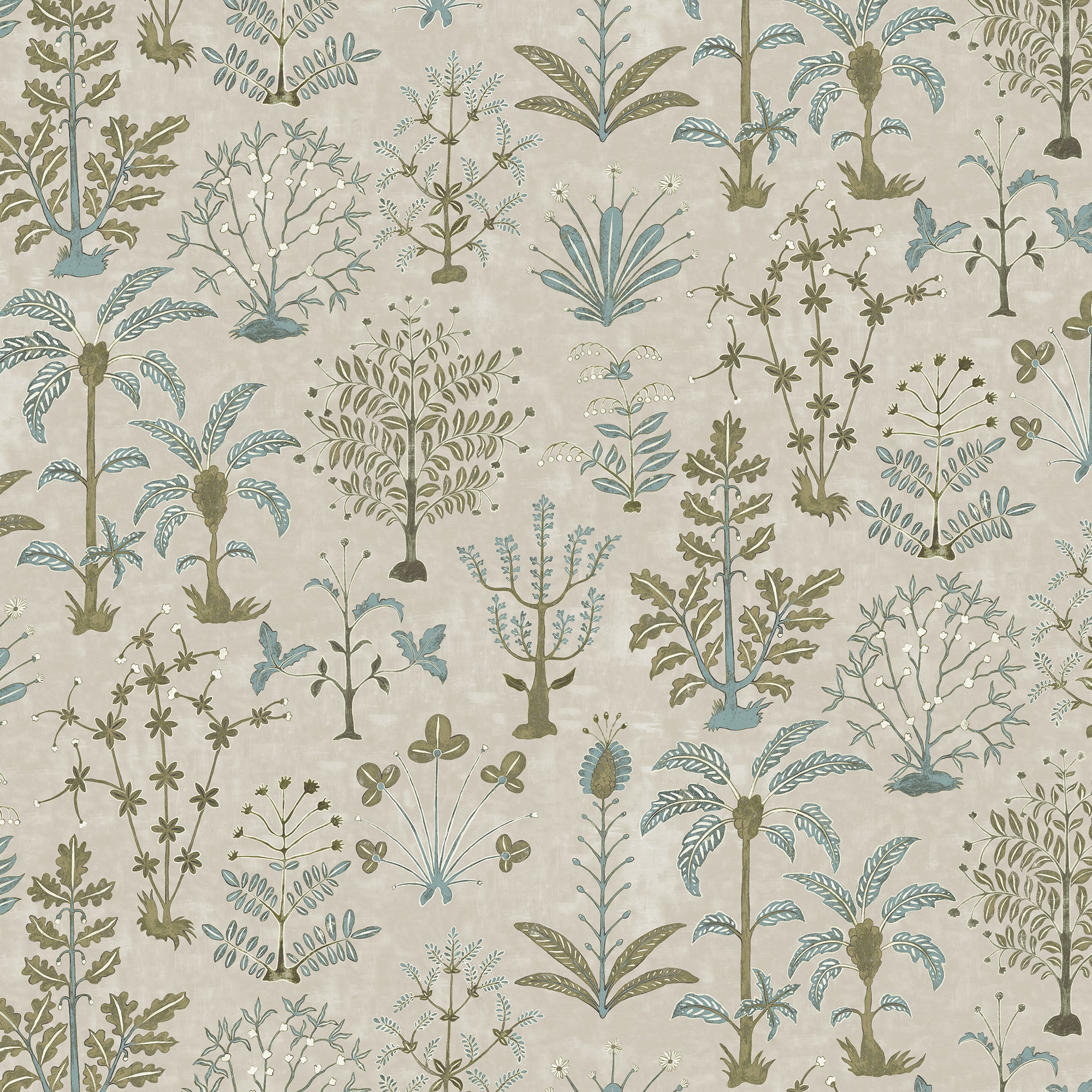 Cynthia Wallpaper in stone, light blue and olive color - pattern number JMW1023.41.0 - by Kravet in the Josephine Munsey Portfolio II collection