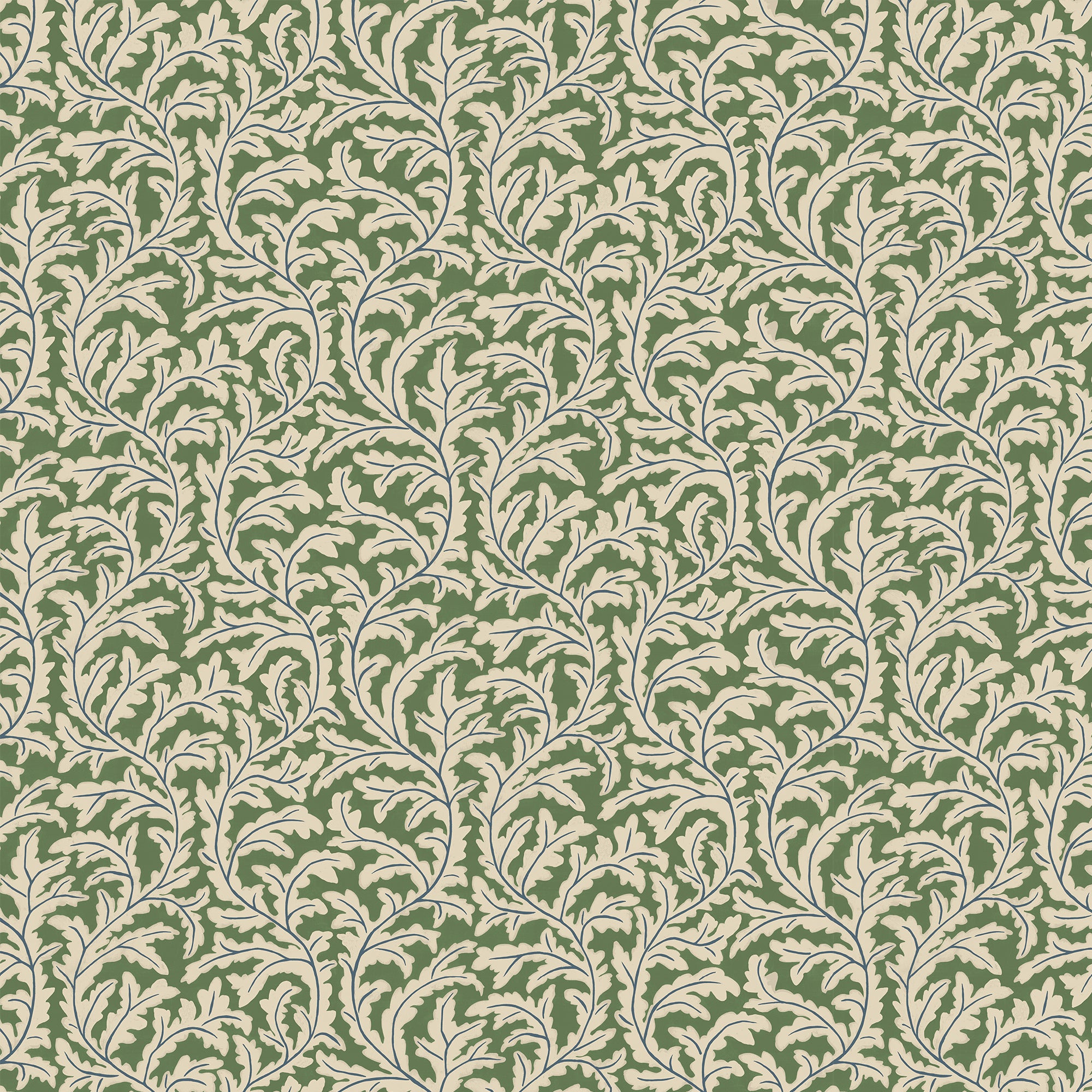 Frond Ogee Wallpaper in brookes green and edge sand color - pattern number JMW1025.01.0 - by Kravet in the Josephine Munsey Maitland collection