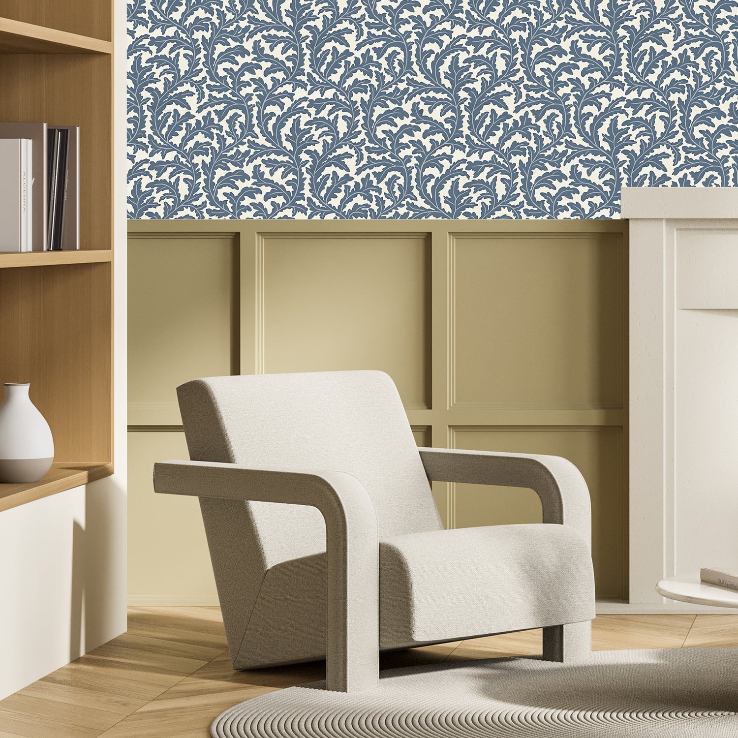 Frond Ogee Wallpaper in bude blue color - pattern number JMW1025.41.0 - by Kravet in the Josephine Munsey Maitland collection