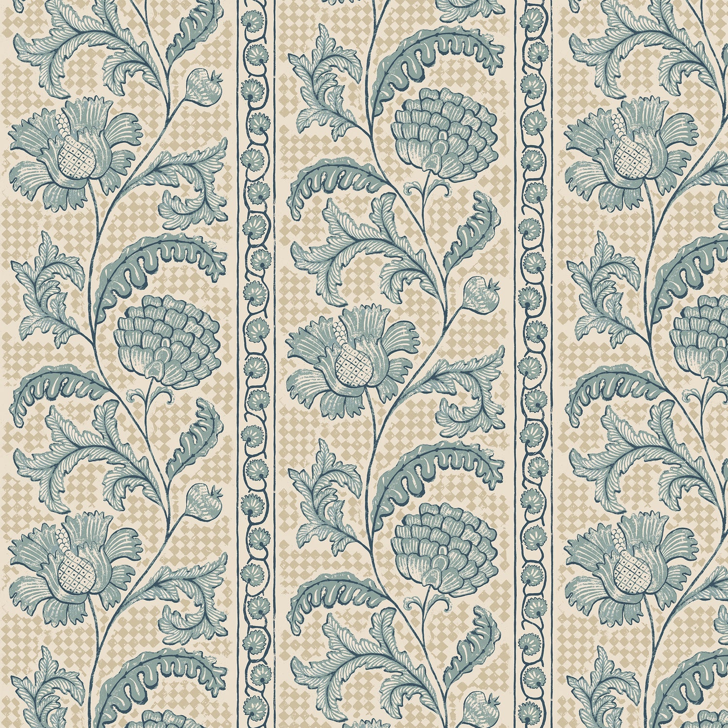 Floral Check Wallpaper in maitland green and cotswold white color - pattern number JMW1028.01.0 - by Kravet in the Josephine Munsey Maitland collection