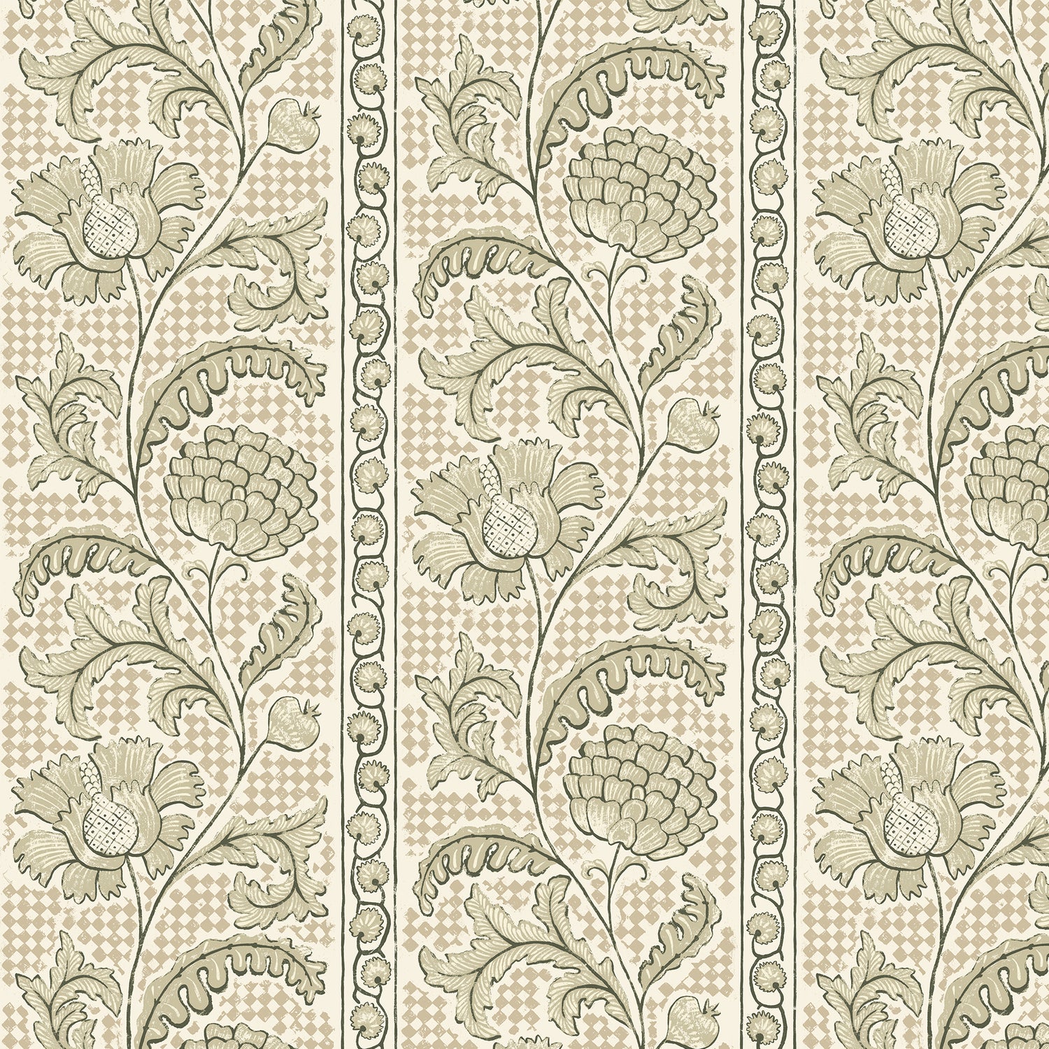 Floral Check Wallpaper in osney blue and salt ridge color - pattern number JMW1028.11.0 - by Kravet in the Josephine Munsey Maitland collection