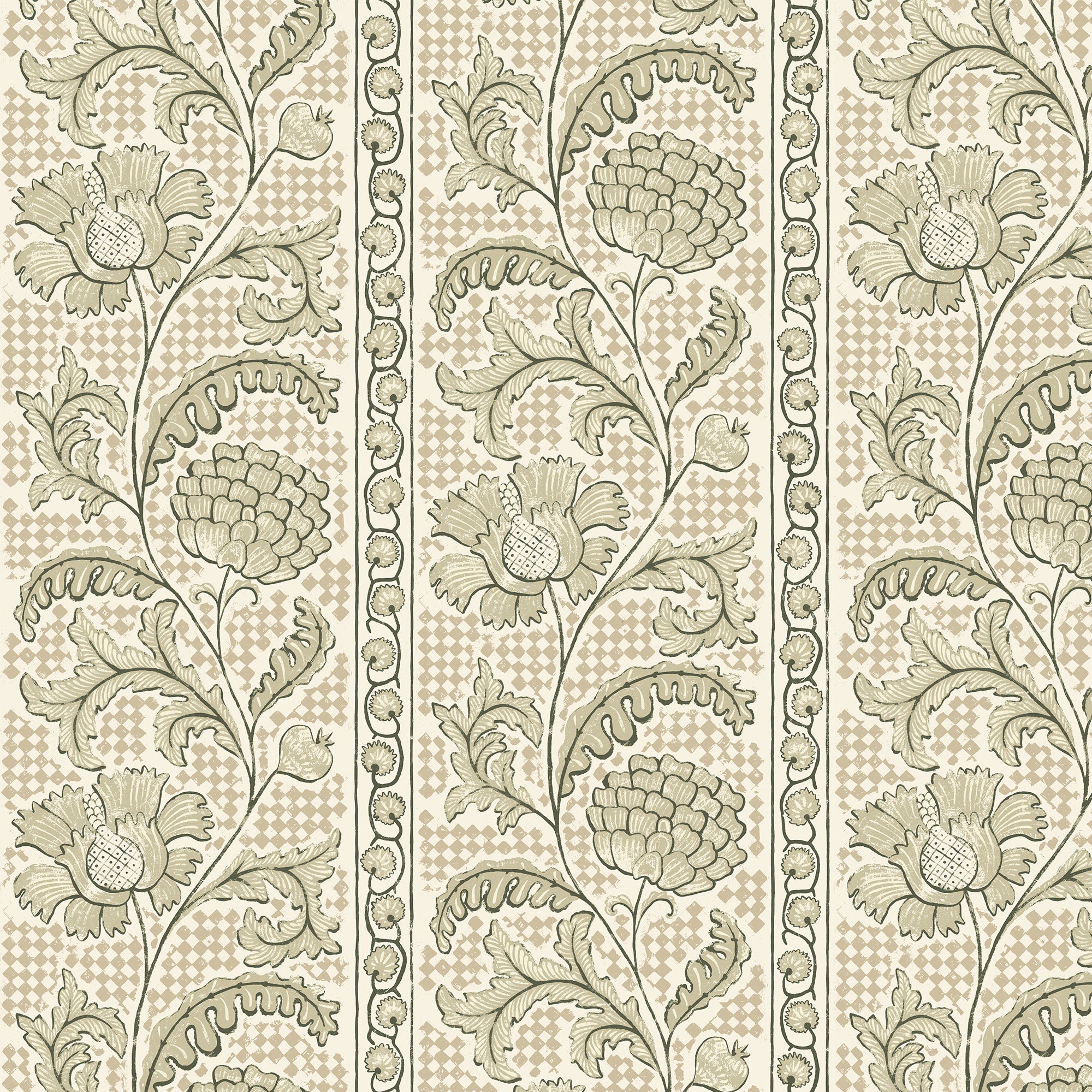 Floral Check Wallpaper in osney blue and salt ridge color - pattern number JMW1028.11.0 - by Kravet in the Josephine Munsey Maitland collection