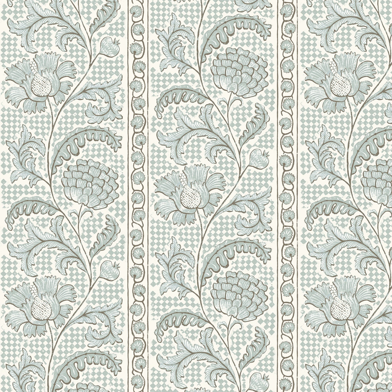 Floral Check Wallpaper in barton blue and cotswold white color - pattern number JMW1028.21.0 - by Kravet in the Josephine Munsey Maitland collection