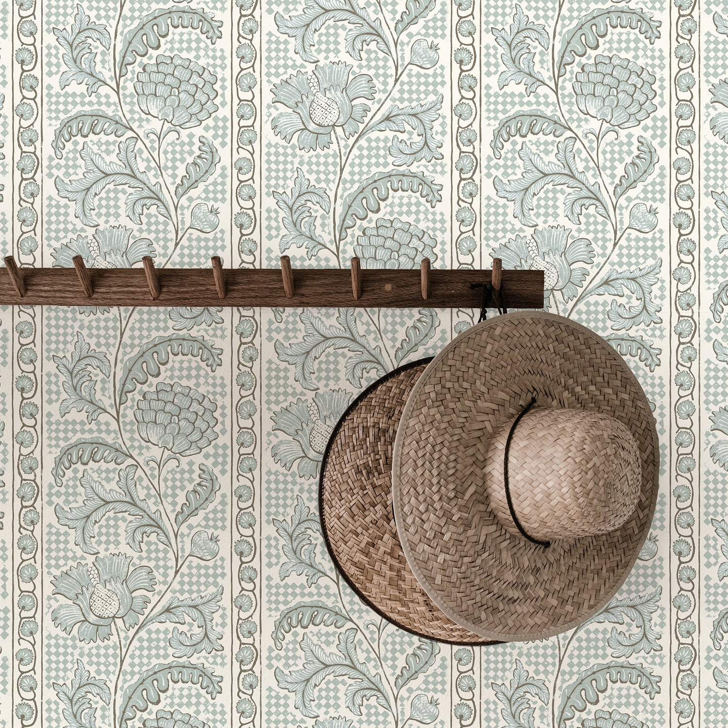 Floral Check Wallpaper in barton blue and cotswold white color - pattern number JMW1028.21.0 - by Kravet in the Josephine Munsey Maitland collection