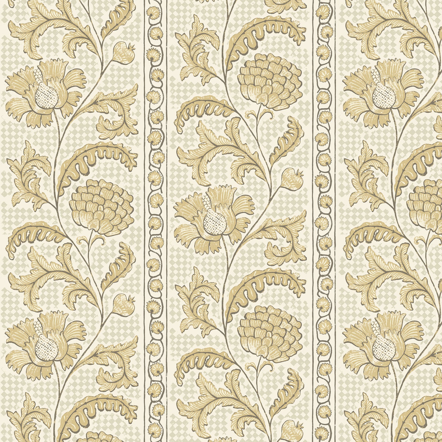 Floral Check Wallpaper in lemon and salt ridge color - pattern number JMW1028.31.0 - by Kravet in the Josephine Munsey Maitland collection