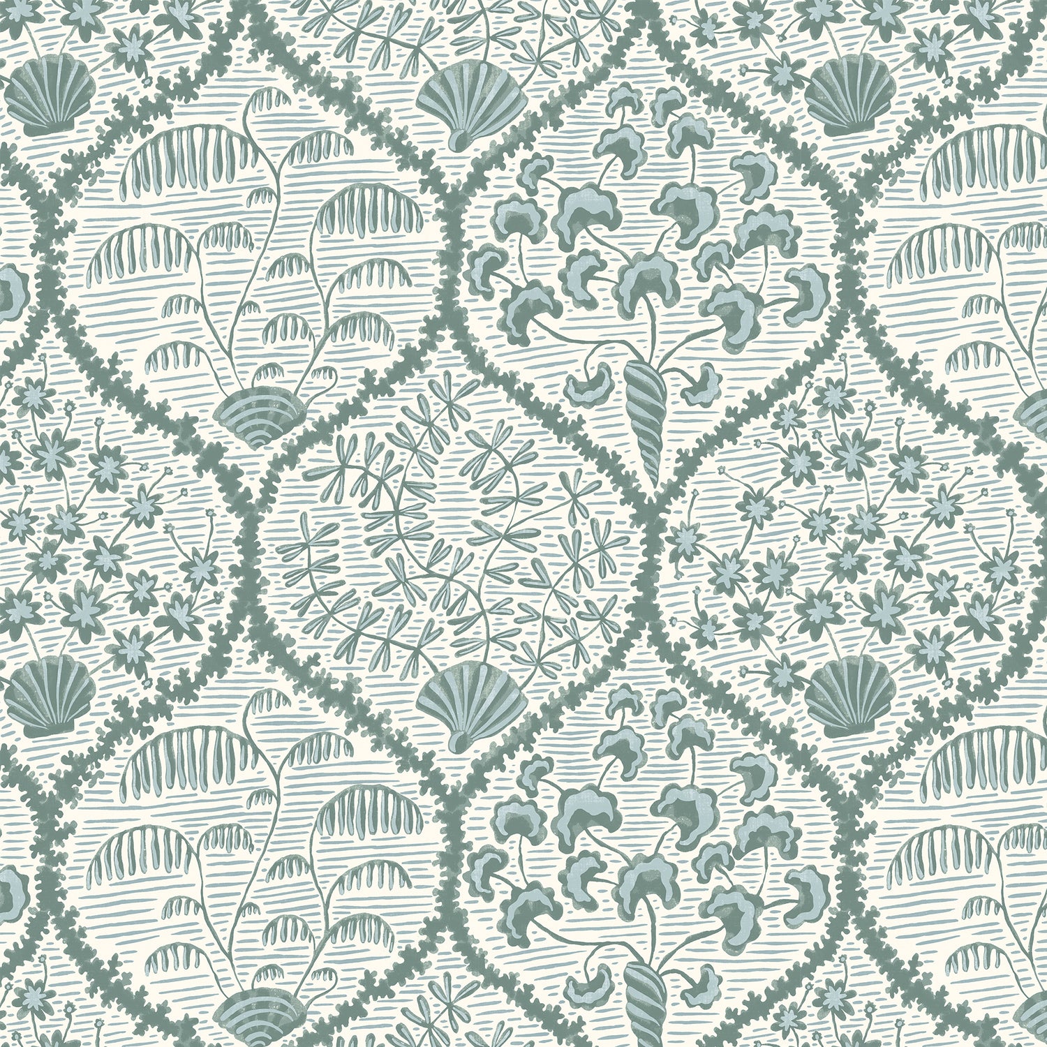 Sowerby Wallpaper in osney blue and cotswold white color - pattern number JMW1029.11.0 - by Kravet in the Josephine Munsey Maitland collection
