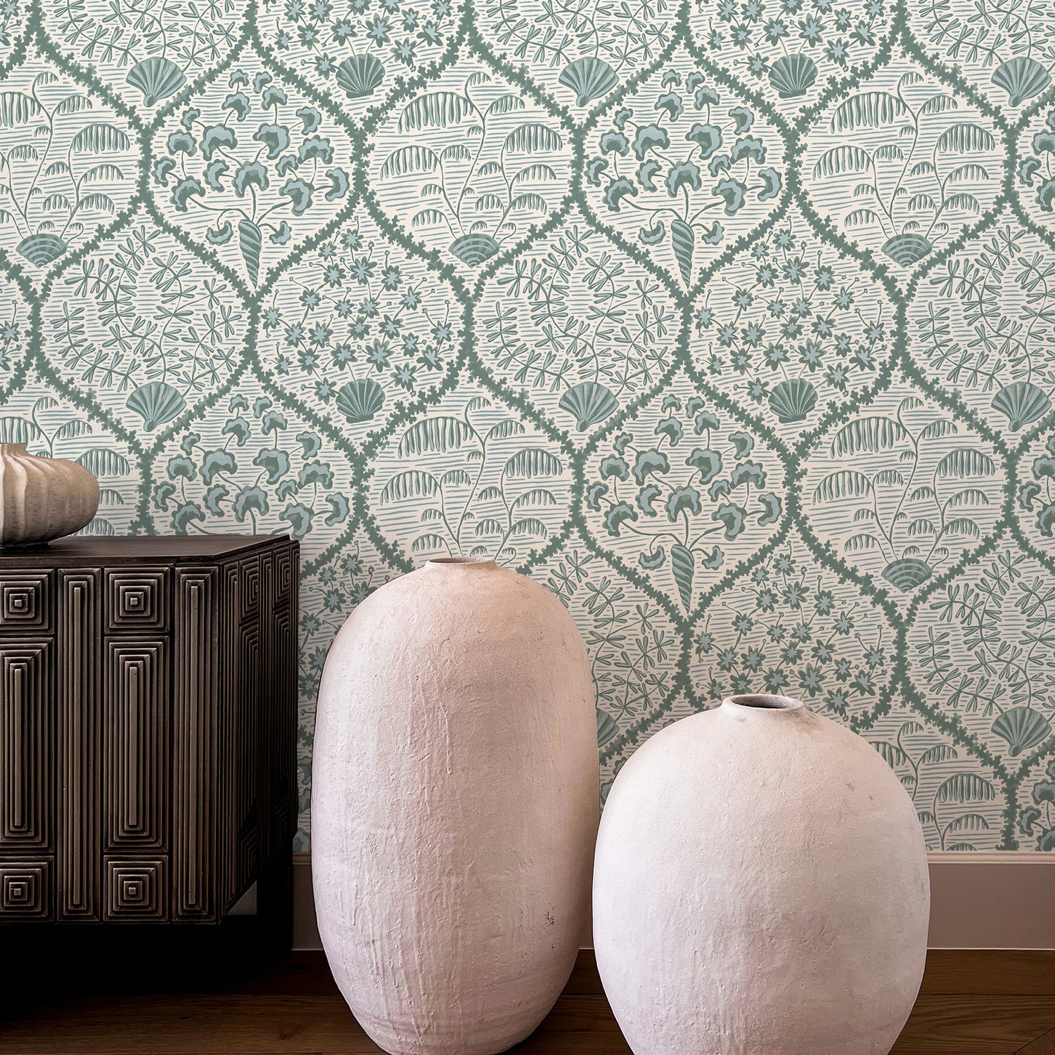 Sowerby Wallpaper in osney blue and cotswold white color - pattern number JMW1029.11.0 - by Kravet in the Josephine Munsey Maitland collection