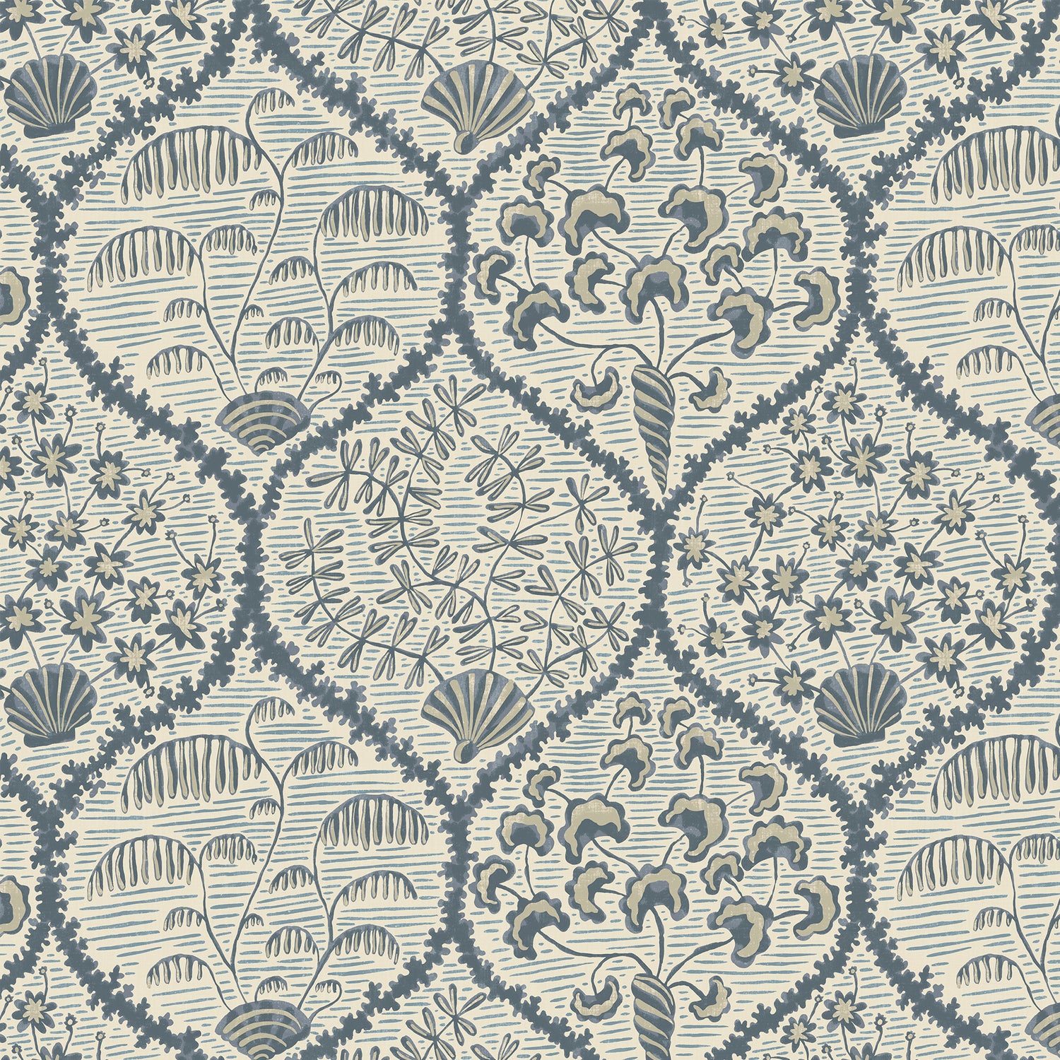Sowerby Wallpaper in bude blue and salt ridge color - pattern number JMW1029.21.0 - by Kravet in the Josephine Munsey Maitland collection