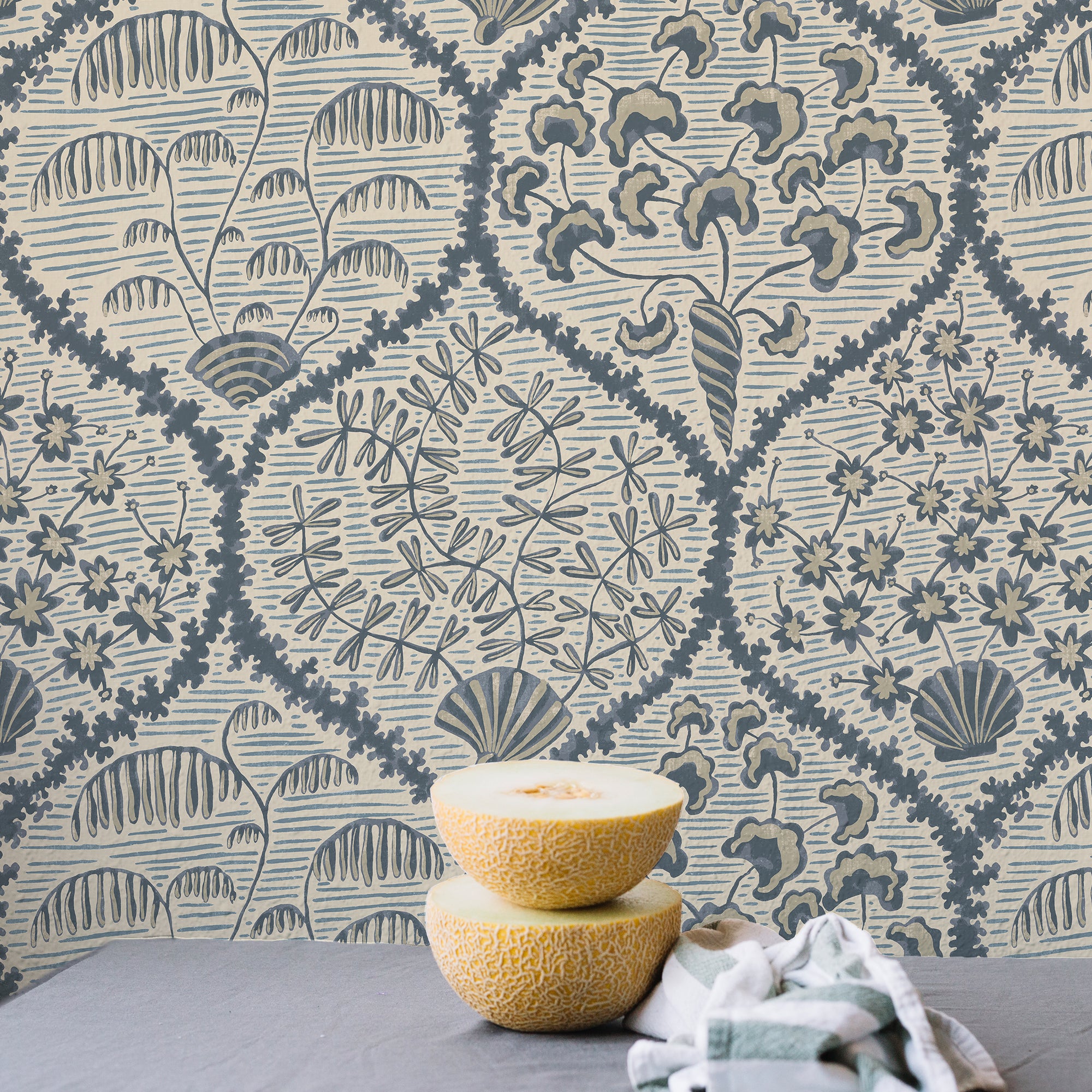 Sowerby Wallpaper in bude blue and salt ridge color - pattern number JMW1029.21.0 - by Kravet in the Josephine Munsey Maitland collection