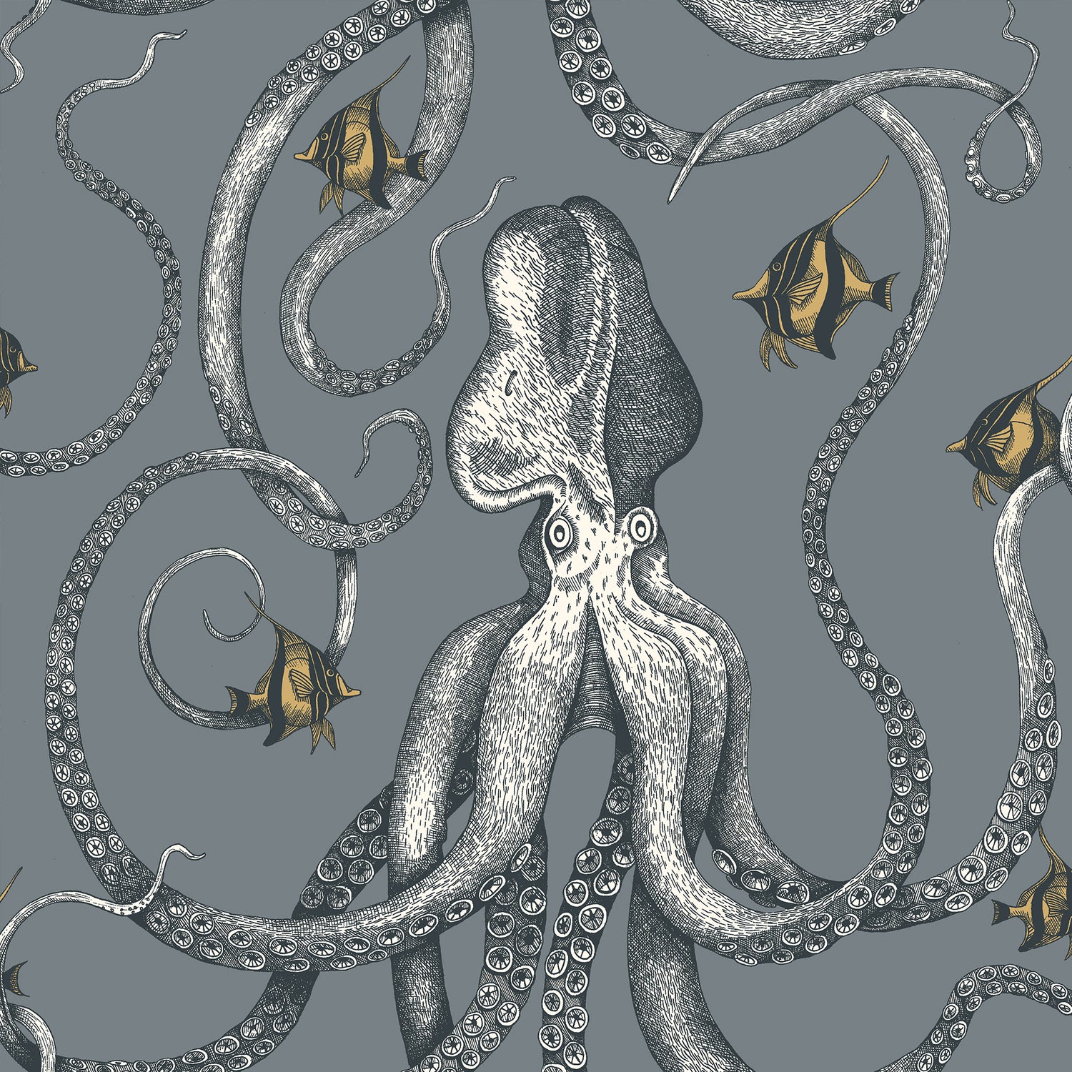 Octopoda Grand Wallpaper in bude blue color - pattern number JMW1030.11.0 - by Kravet in the Josephine Munsey Maitland collection