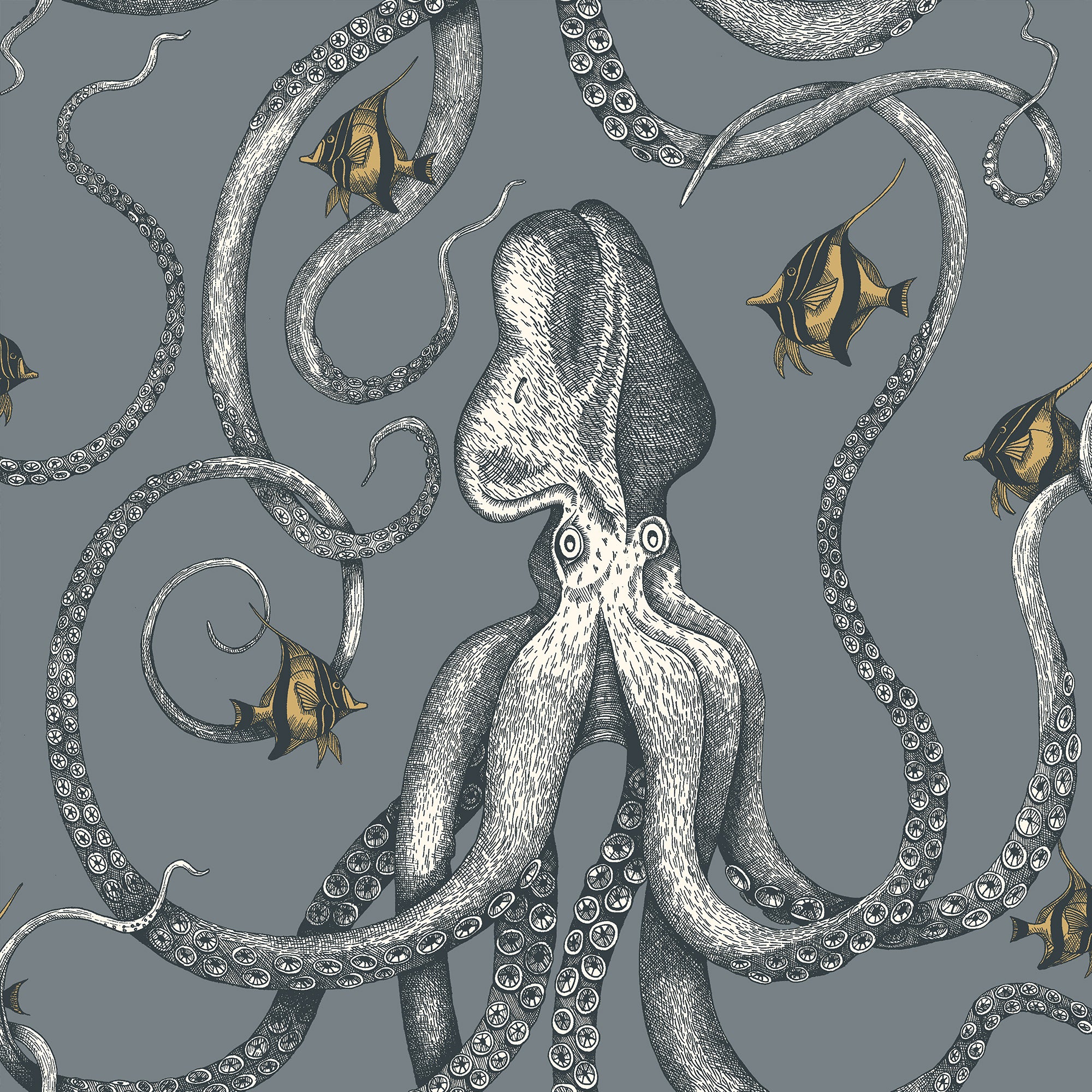 Octopoda Grand Wallpaper in bude blue color - pattern number JMW1030.11.0 - by Kravet in the Josephine Munsey Maitland collection