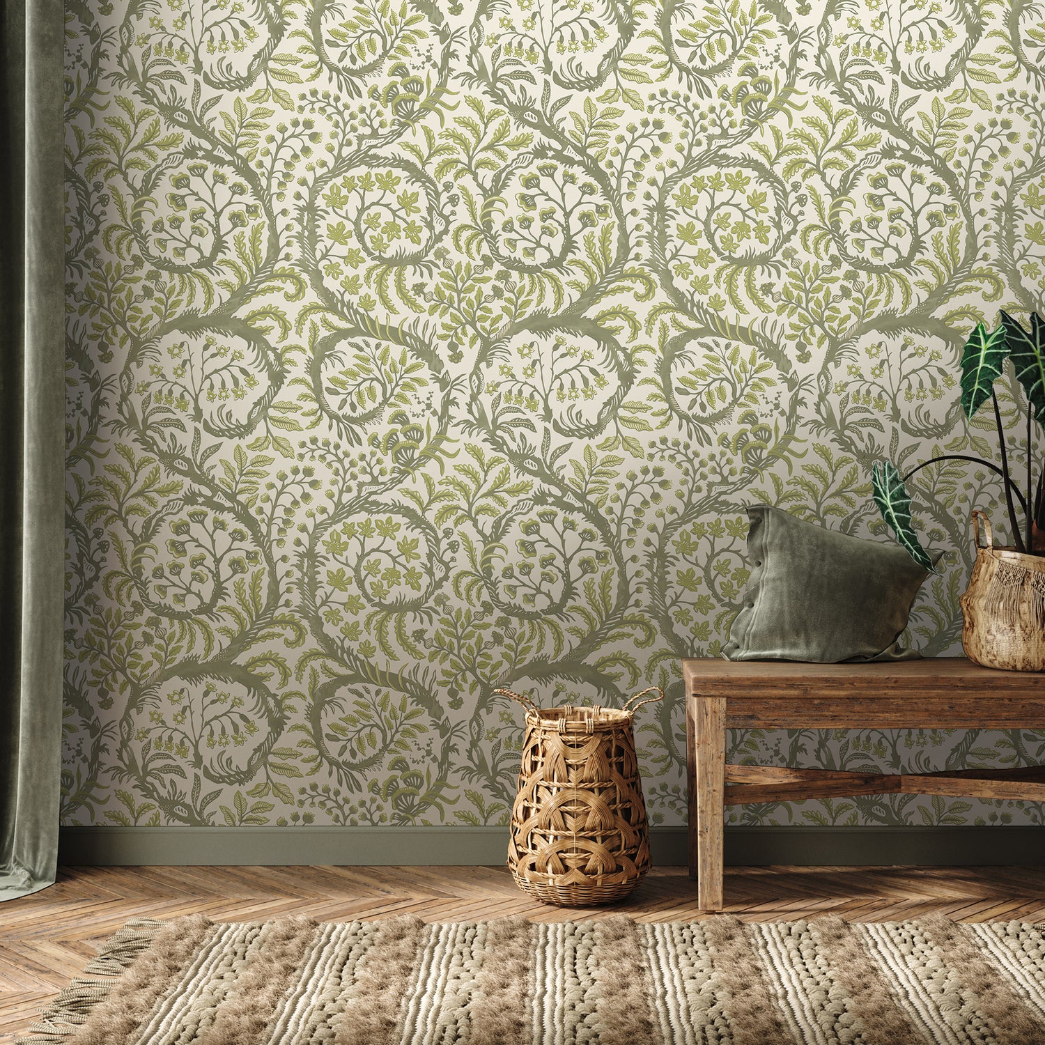 Butterrow Wallpaper in green color - pattern number JMW1031.21.0 - by Kravet in the Josephine Munsey Maitland collection