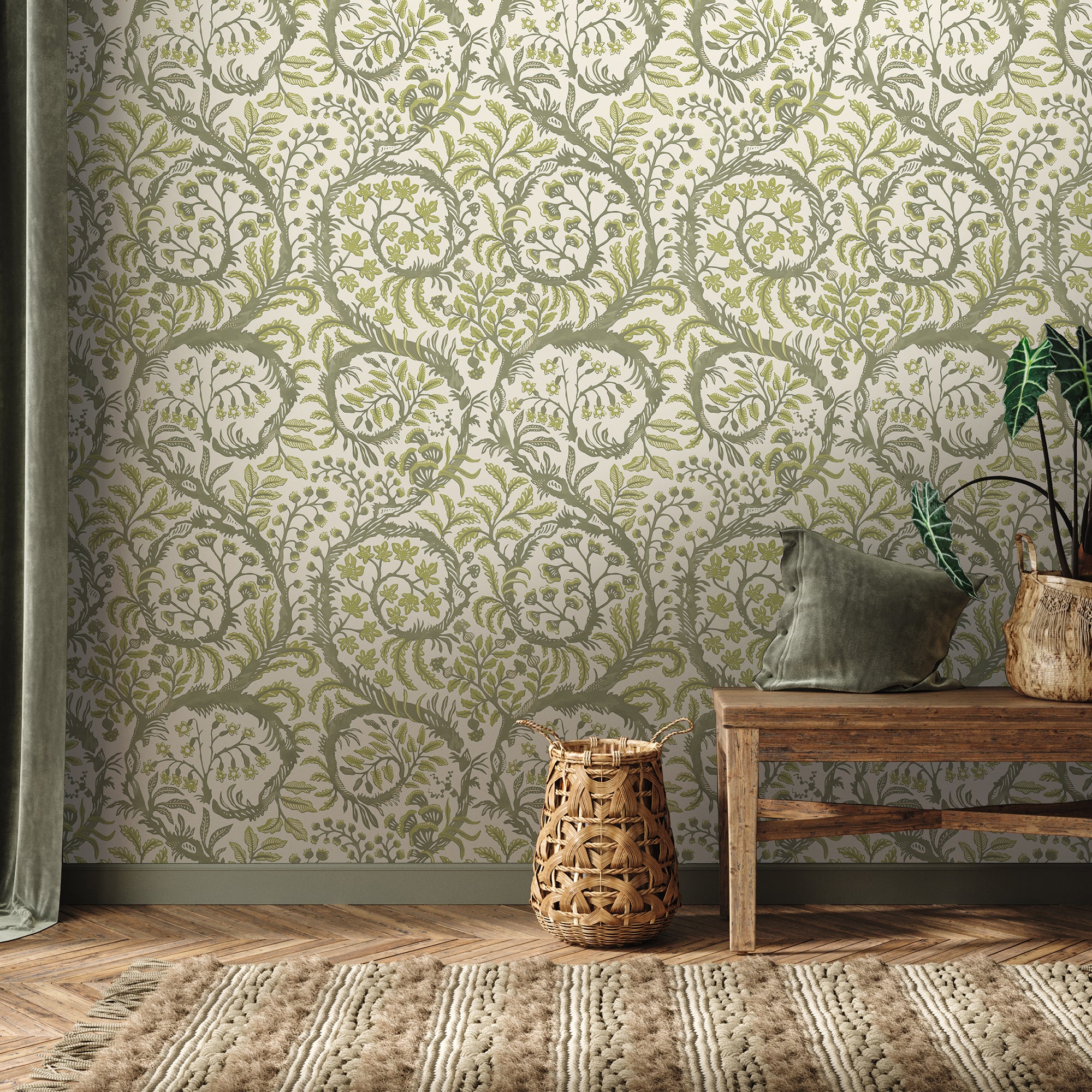Butterrow Wallpaper in green color - pattern number JMW1031.21.0 - by Kravet in the Josephine Munsey Maitland collection