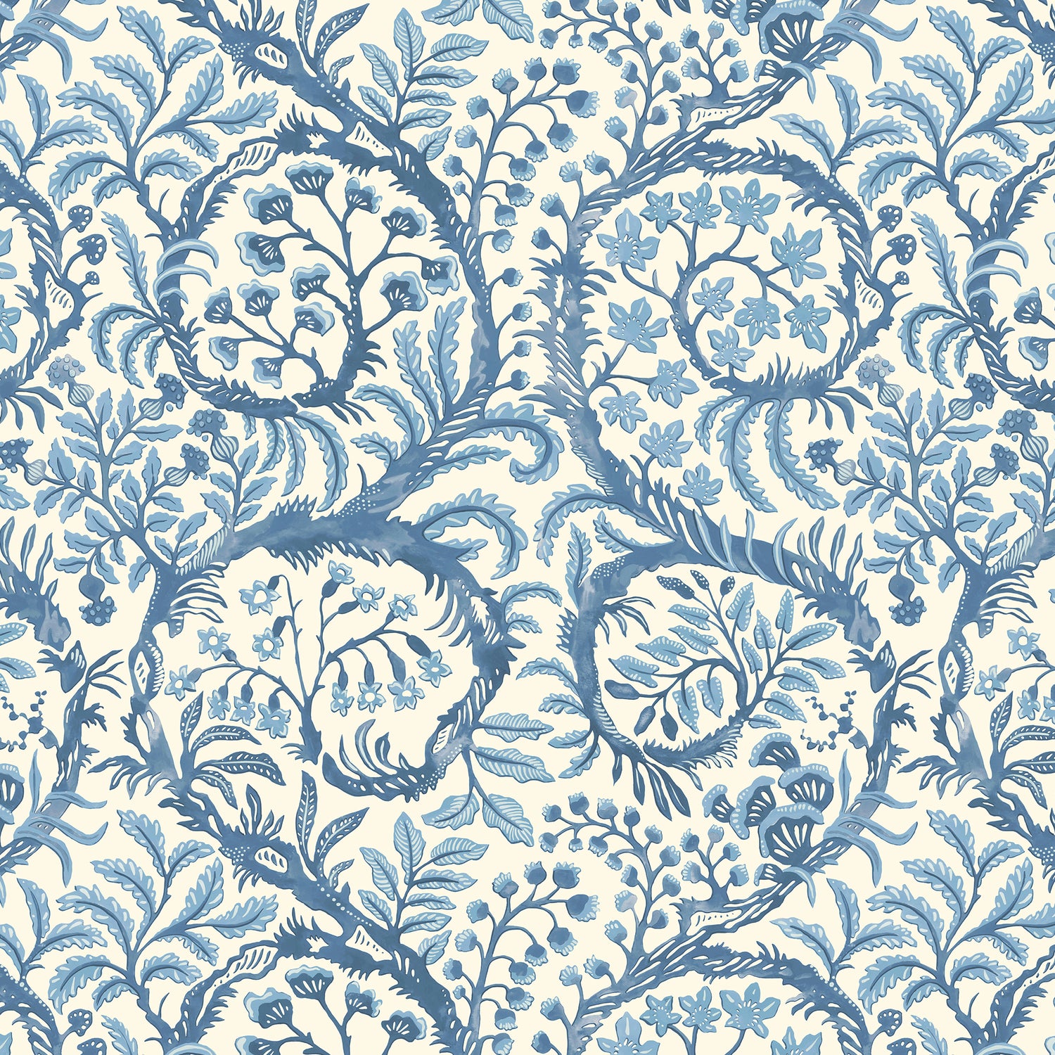 Butterrow Wallpaper in bright blue and white color - pattern number JMW1031.31.0 - by Kravet in the Josephine Munsey Maitland collection