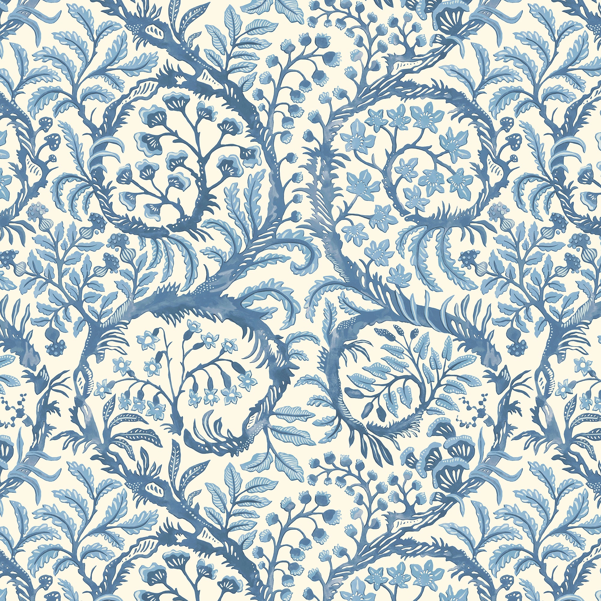 Butterrow Wallpaper in bright blue and white color - pattern number JMW1031.31.0 - by Kravet in the Josephine Munsey Maitland collection