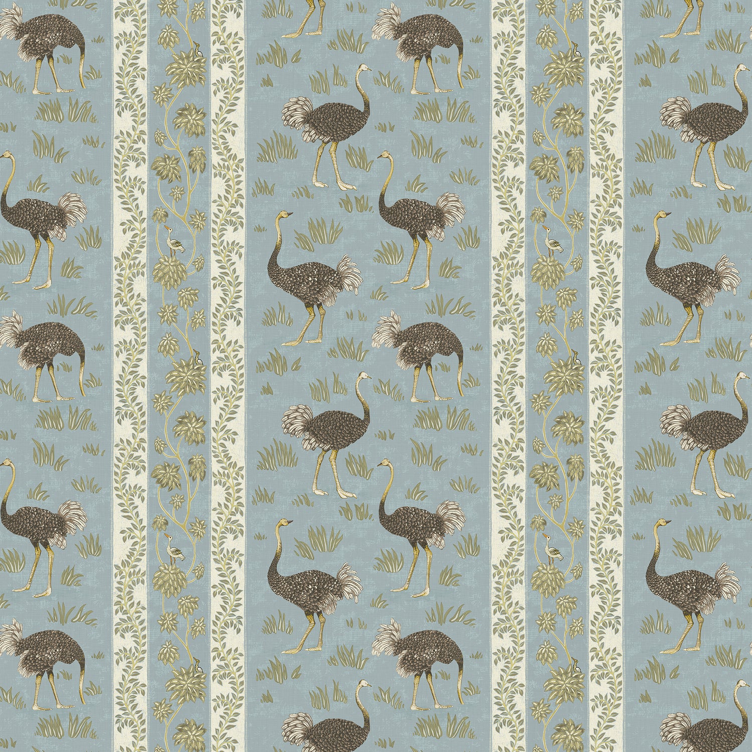 Ostrich Stripe Wallpaper in mid blue and white color - pattern number JMW1032.01.0 - by Kravet in the Josephine Munsey Maitland collection