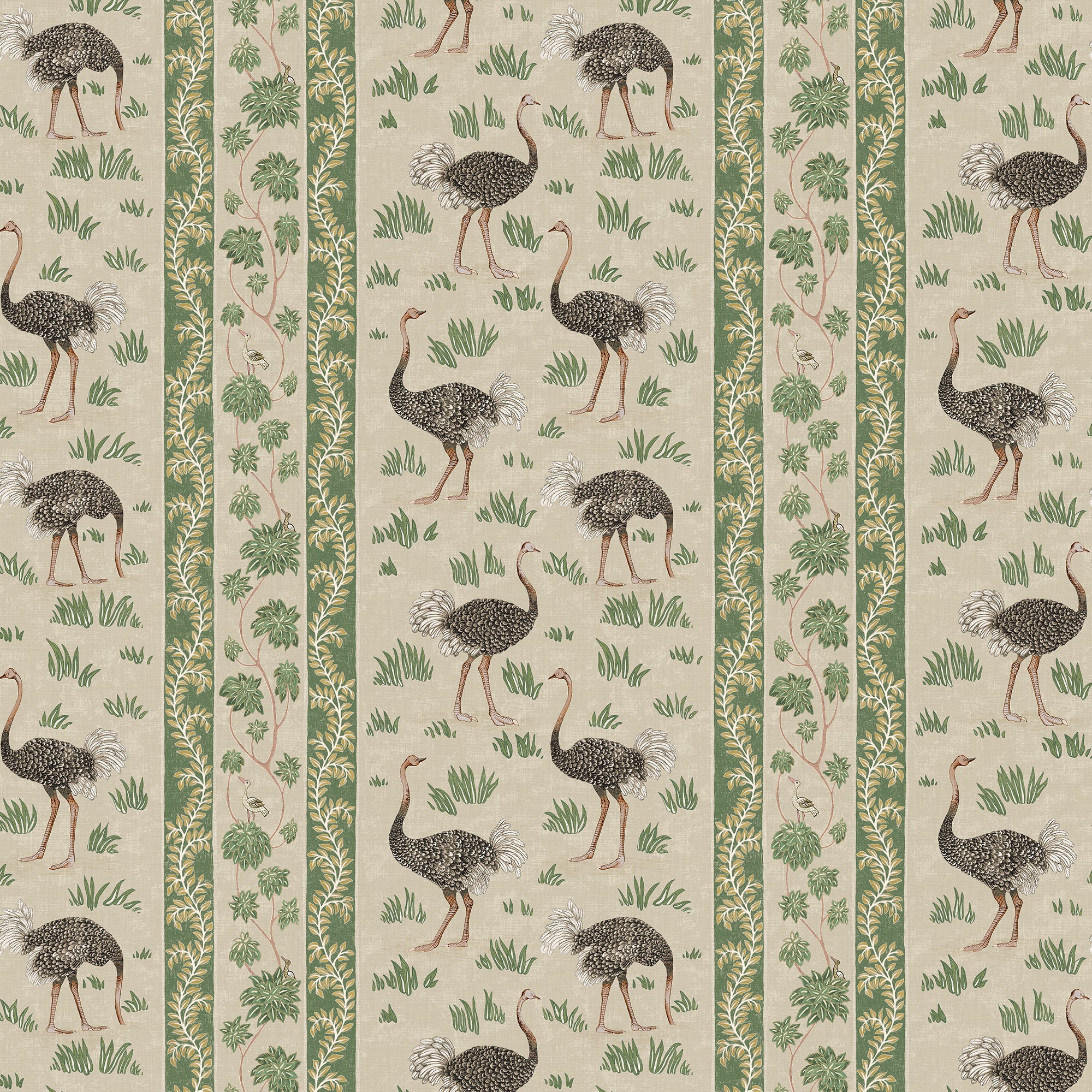 Ostrich Stripe Wallpaper in khaki and green color - pattern number JMW1032.11.0 - by Kravet in the Josephine Munsey Maitland collection