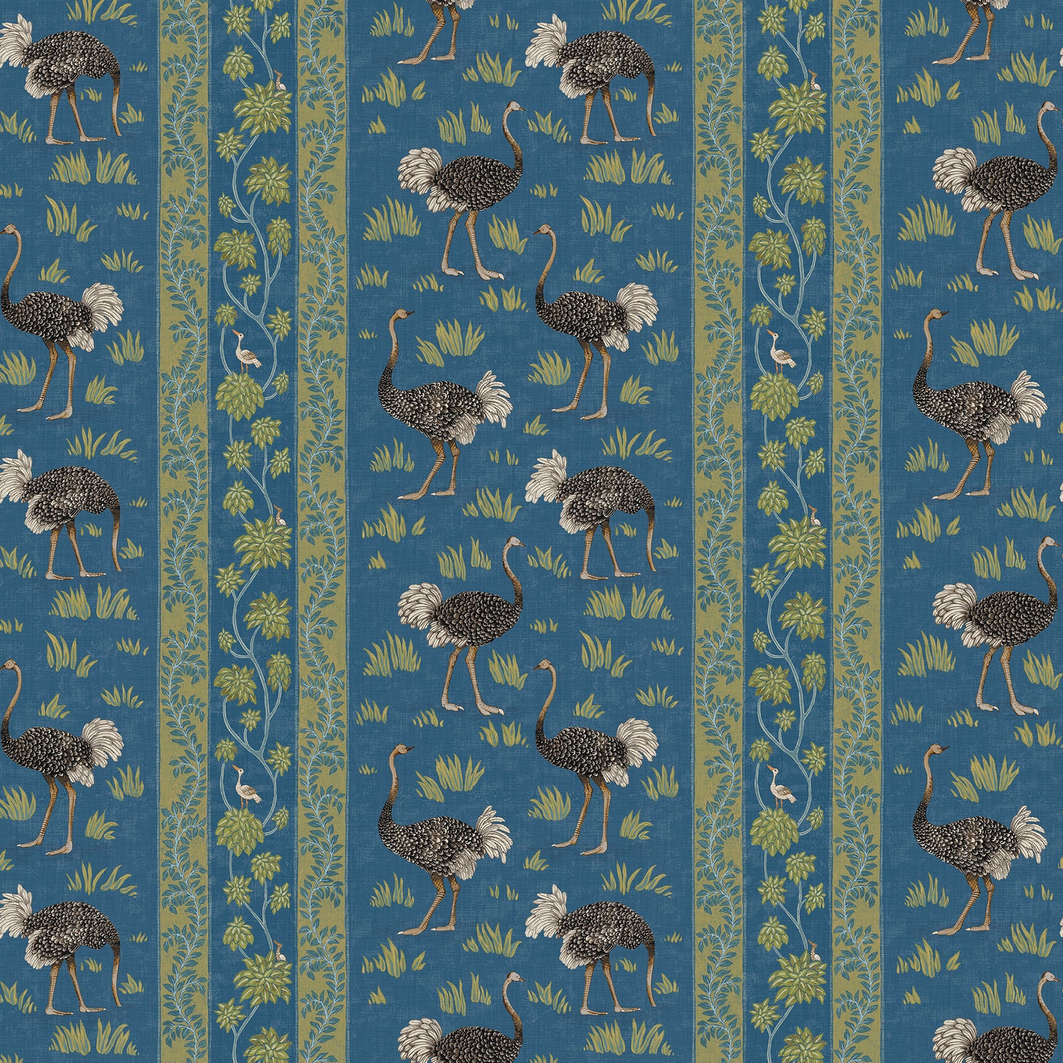 Ostrich Stripe Wallpaper in bright blue color - pattern number JMW1032.21.0 - by Kravet in the Josephine Munsey Maitland collection