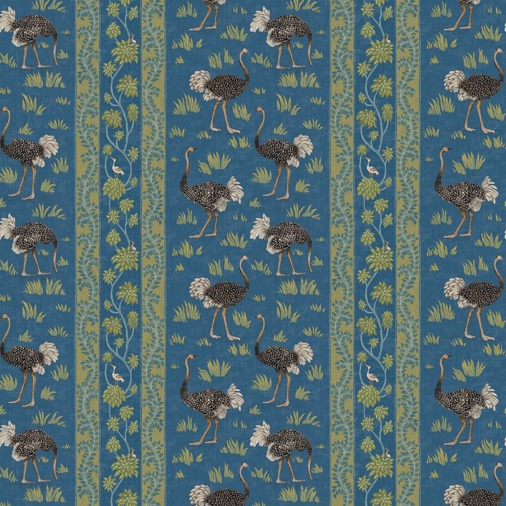 Ostrich Stripe Wallpaper in bright blue color - pattern number JMW1032.21.0 - by Kravet in the Josephine Munsey Maitland collection