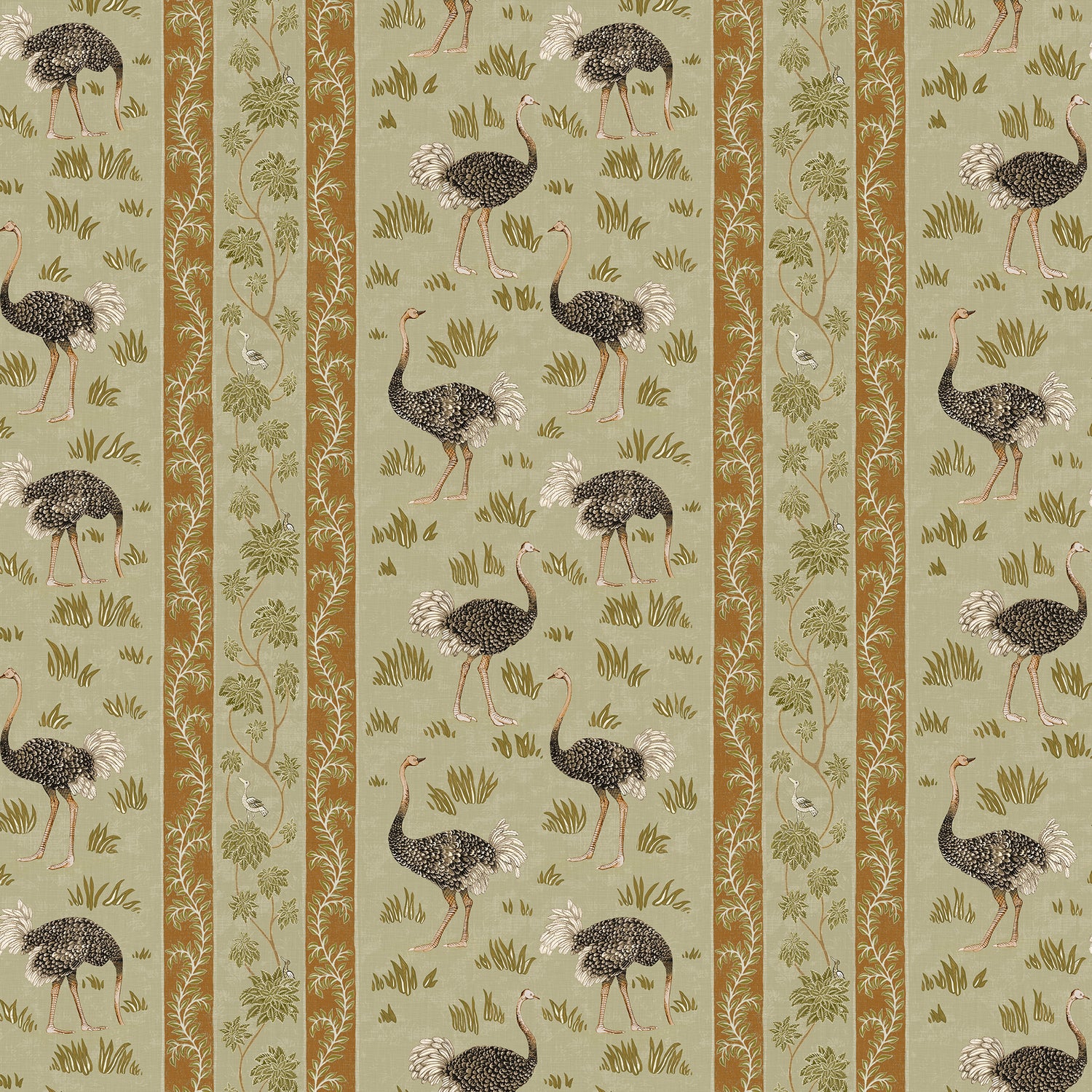 Ostrich Stripe Wallpaper in olive and orange color - pattern number JMW1032.31.0 - by Kravet in the Josephine Munsey Maitland collection