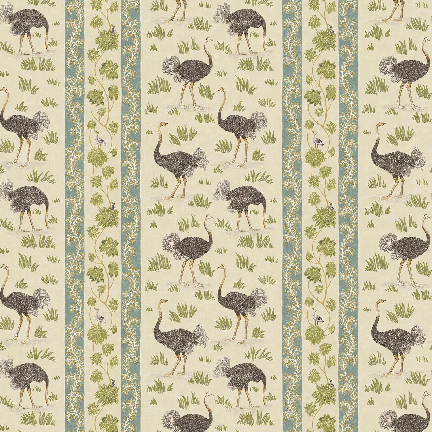 Ostrich Stripe Wallpaper in cream and green color - pattern number JMW1032.41.0 - by Kravet in the Josephine Munsey Maitland collection