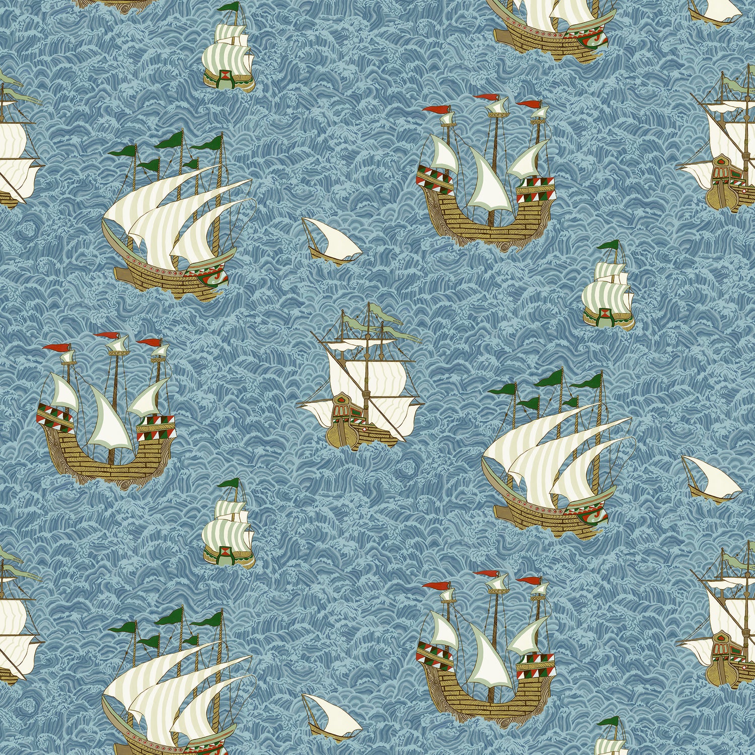 Ships Wallpaper in sea blue color - pattern number JMW1033.11.0 - by Kravet in the Josephine Munsey Juniper collection