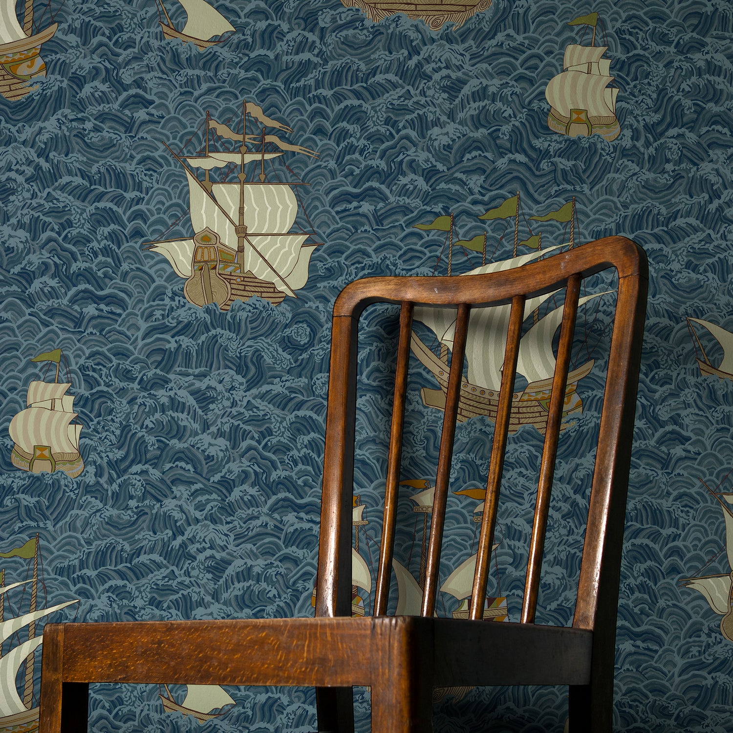 Ships Wallpaper in dark blue color - pattern number JMW1033.21.0 - by Kravet in the Josephine Munsey Juniper collection