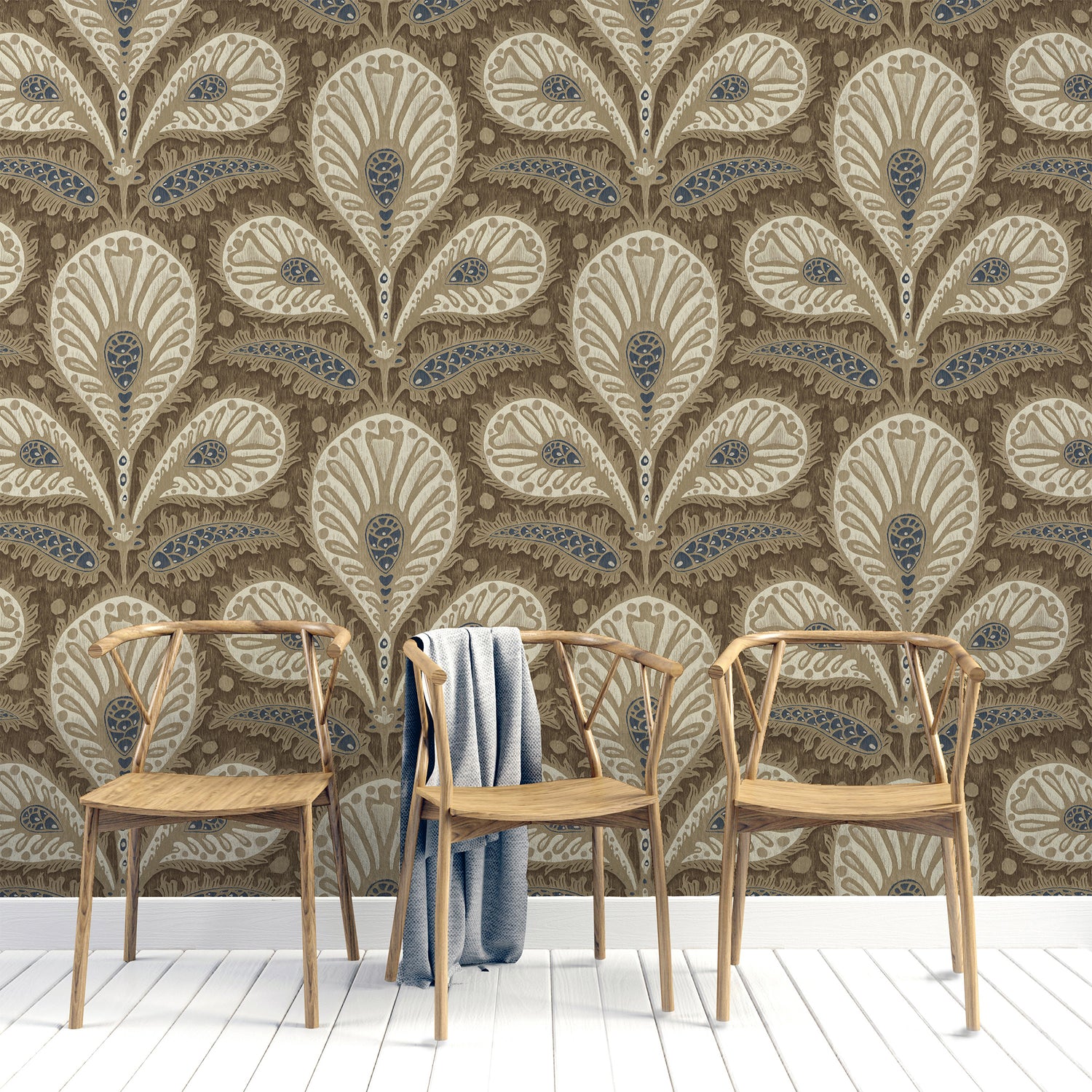 Ikat Clover Wallpaper in brown color - pattern number JMW1034.21.0 - by Kravet in the Josephine Munsey Juniper collection