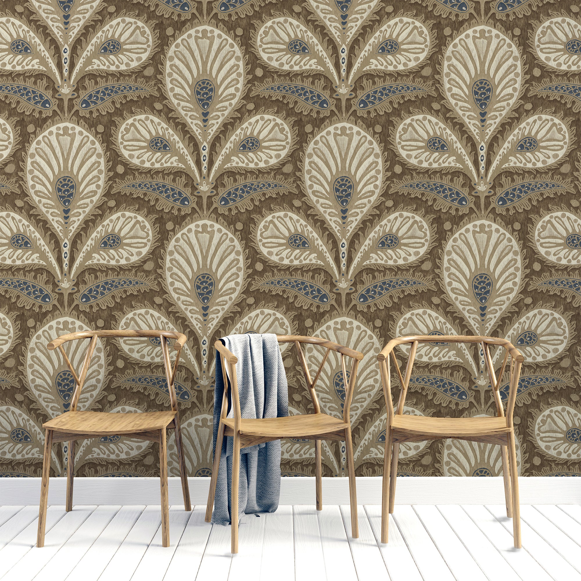 Ikat Clover Wallpaper in brown color - pattern number JMW1034.21.0 - by Kravet in the Josephine Munsey Juniper collection