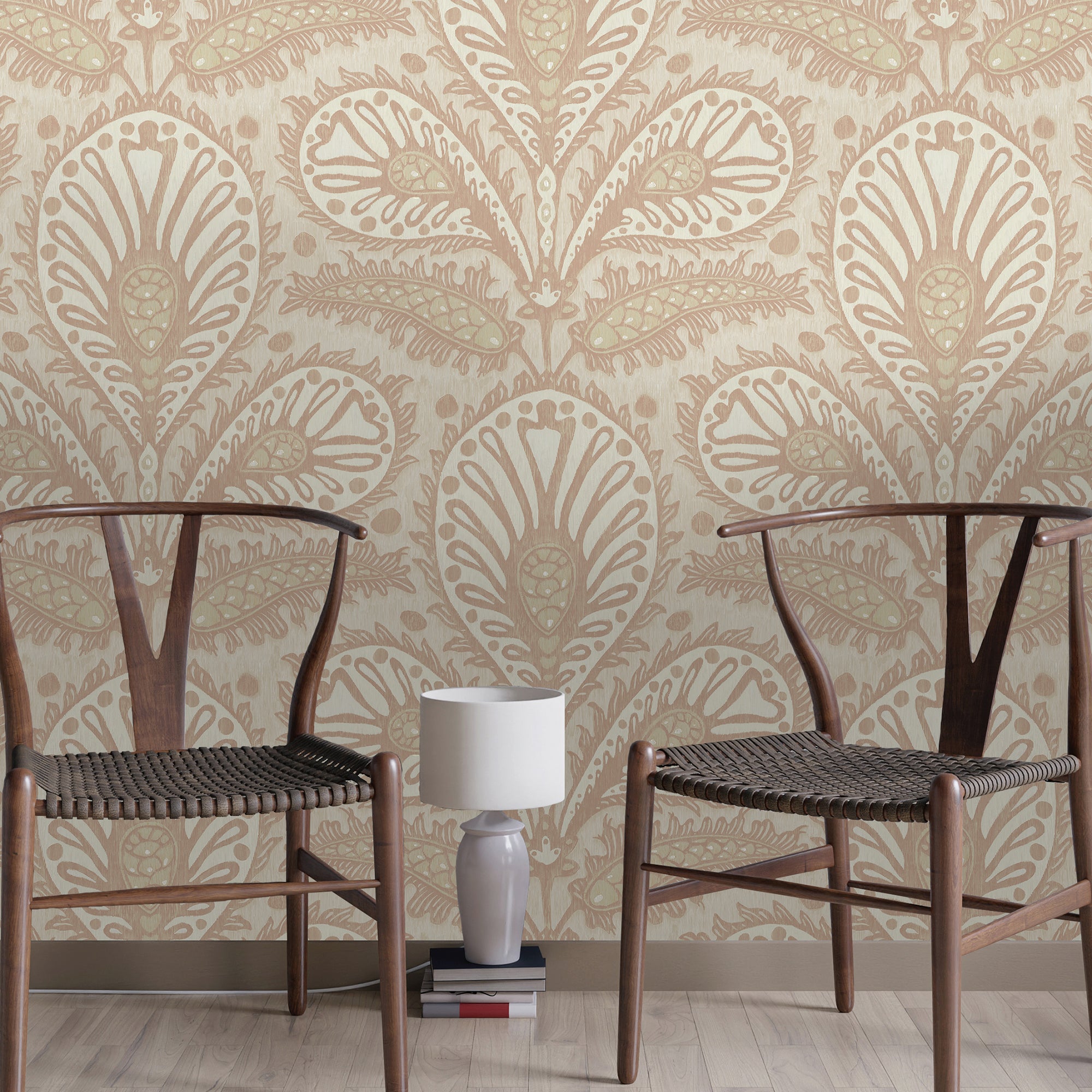 Ikat Clover Wallpaper in plaster pink color - pattern number JMW1034.31.0 - by Kravet in the Josephine Munsey Juniper collection