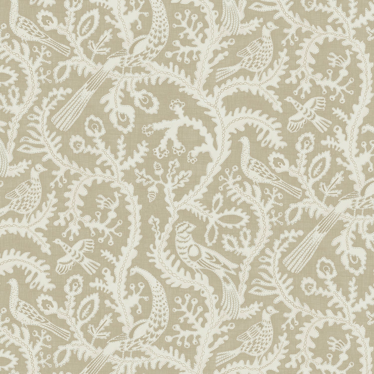 Stitched Birds Wallpaper in griege color - pattern number JMW1035.11.0 - by Kravet in the Josephine Munsey Juniper collection