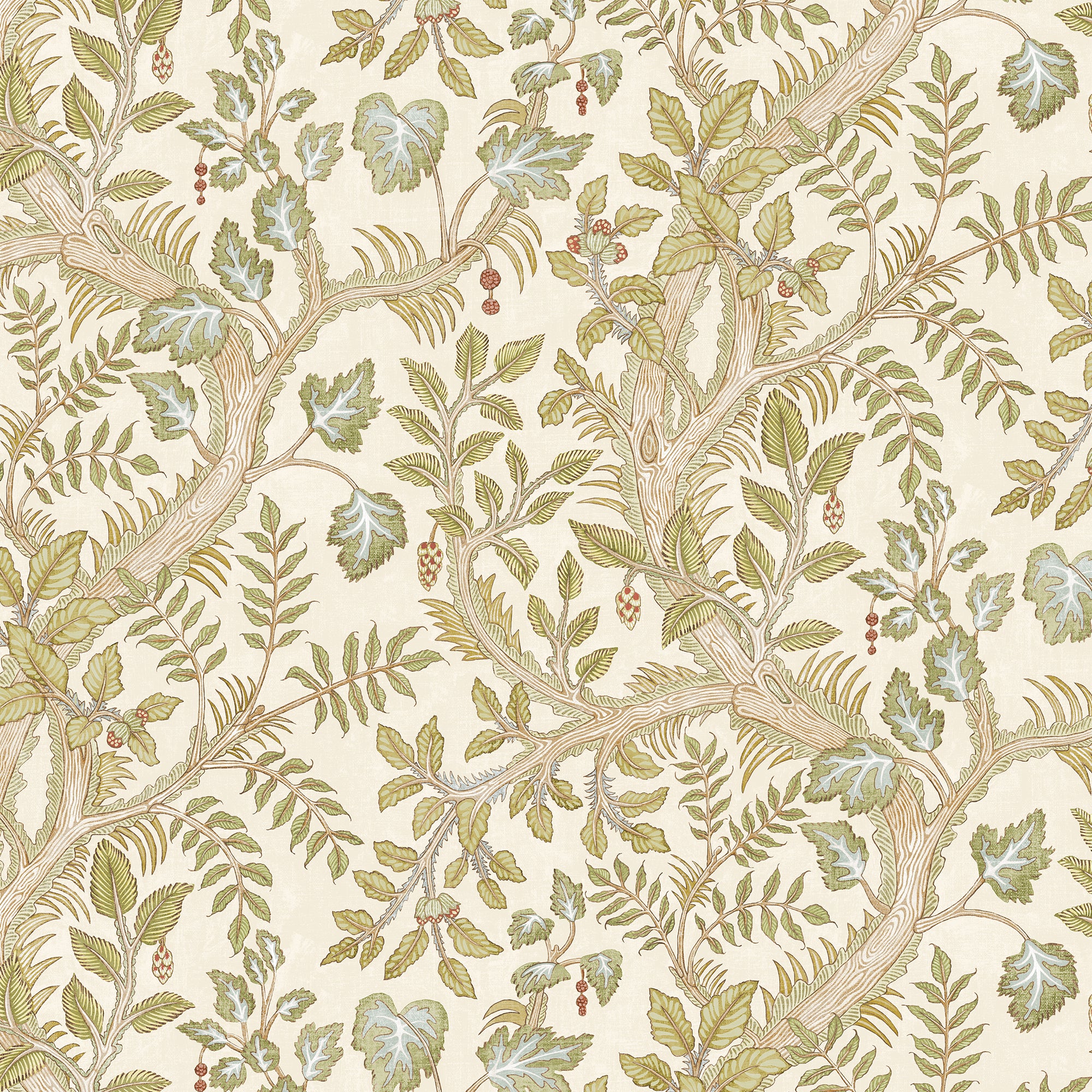 Hedgerow Wallpaper in cream and olive color - pattern number JMW1036.31.0 - by Kravet in the Josephine Munsey Juniper collection