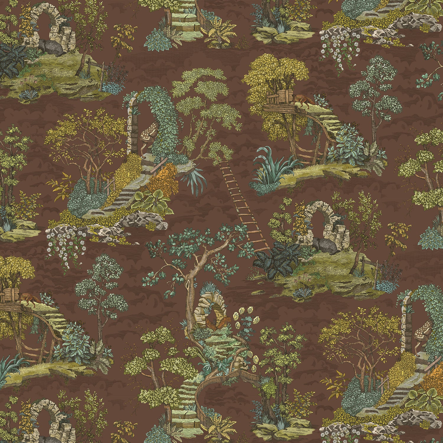 Islet Hopping Wallpaper in brown and olive color - pattern number JMW1037.01.0 - by Kravet in the Josephine Munsey Juniper collection