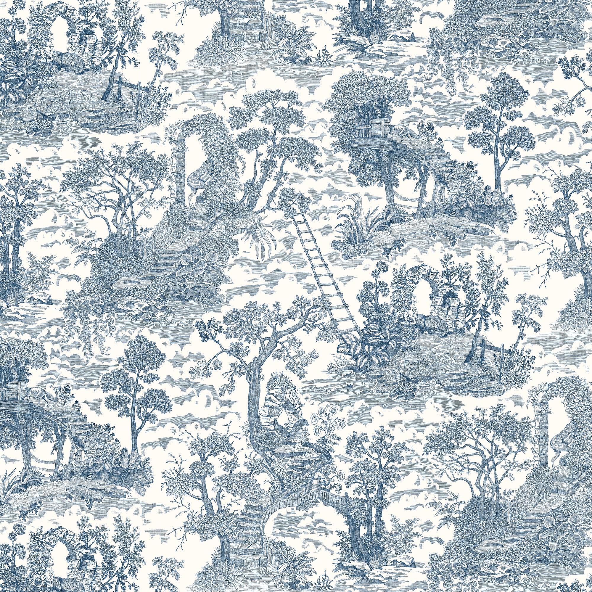 Islet Hopping Toile Wallpaper in blue color - pattern number JMW1038.11.0 - by Kravet in the Josephine Munsey Juniper collection