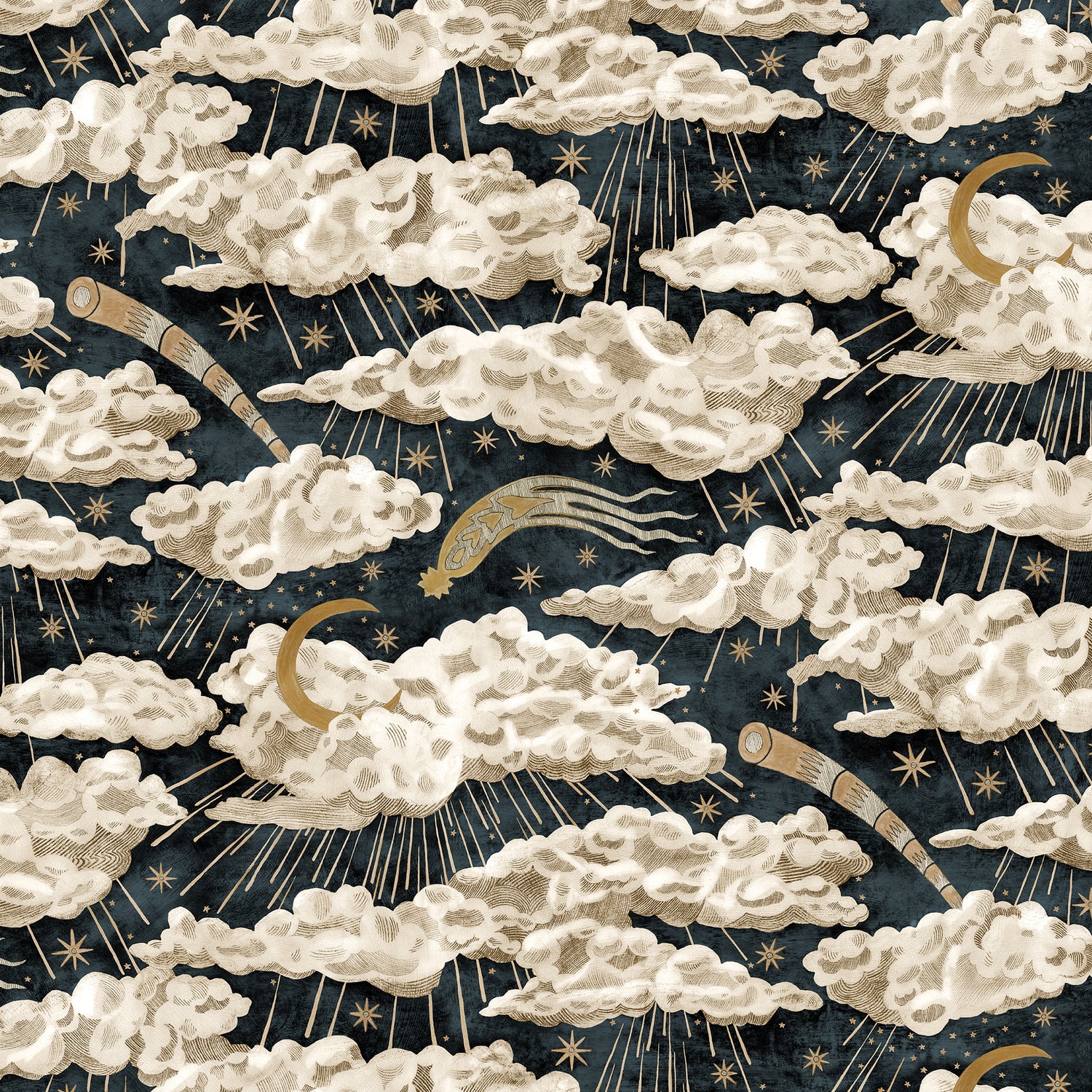 Cumulus Luna Wallpaper in midnight color - pattern number JMW1039.01.0 - by Kravet in the Josephine Munsey Juniper collection