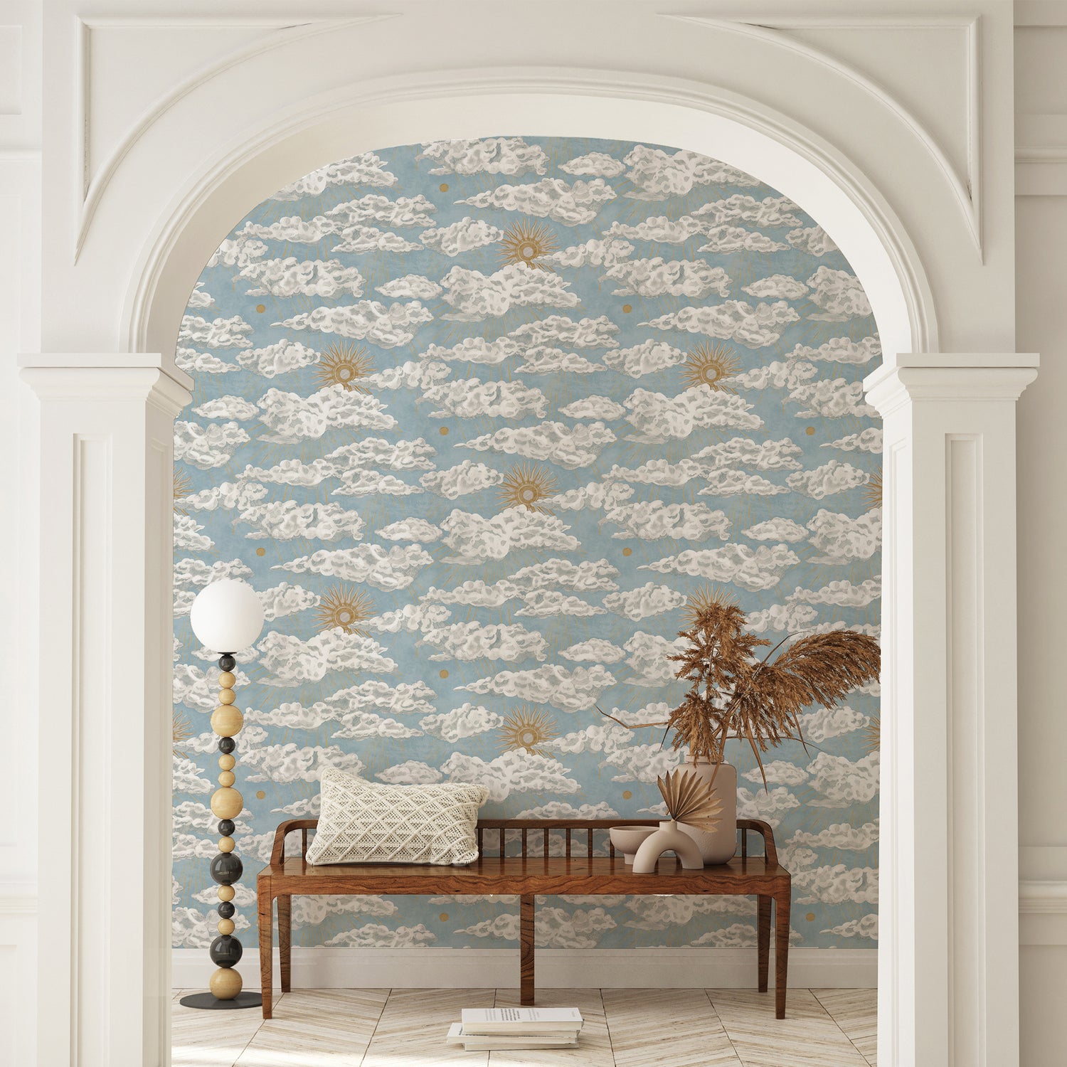 Cumulus Sol Wallpaper in light blue color - pattern number JMW1040.01.0 - by Kravet in the Josephine Munsey Juniper collection