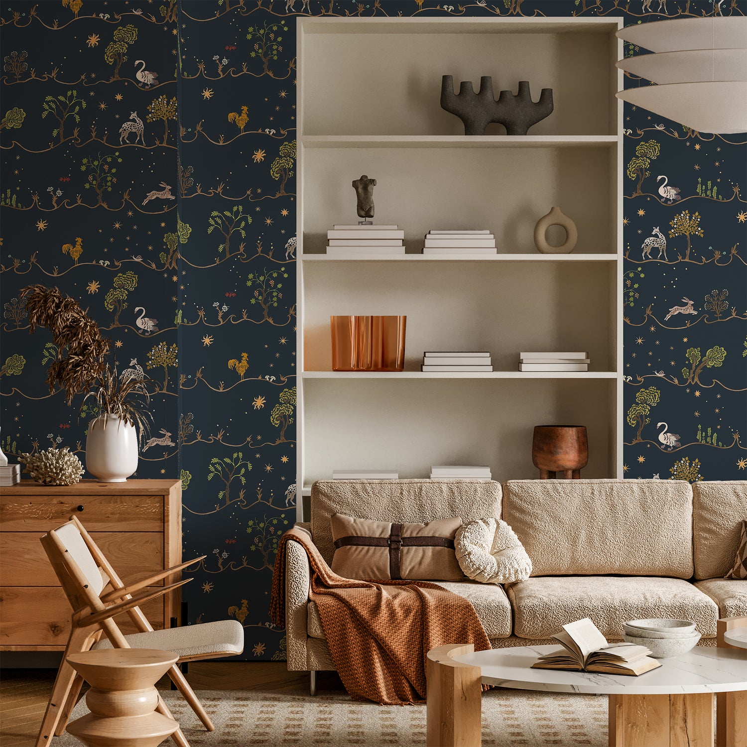 A Wave For Joan Wallpaper in navy color - pattern number JMW1041.01.0 - by Kravet in the Josephine Munsey Juniper collection