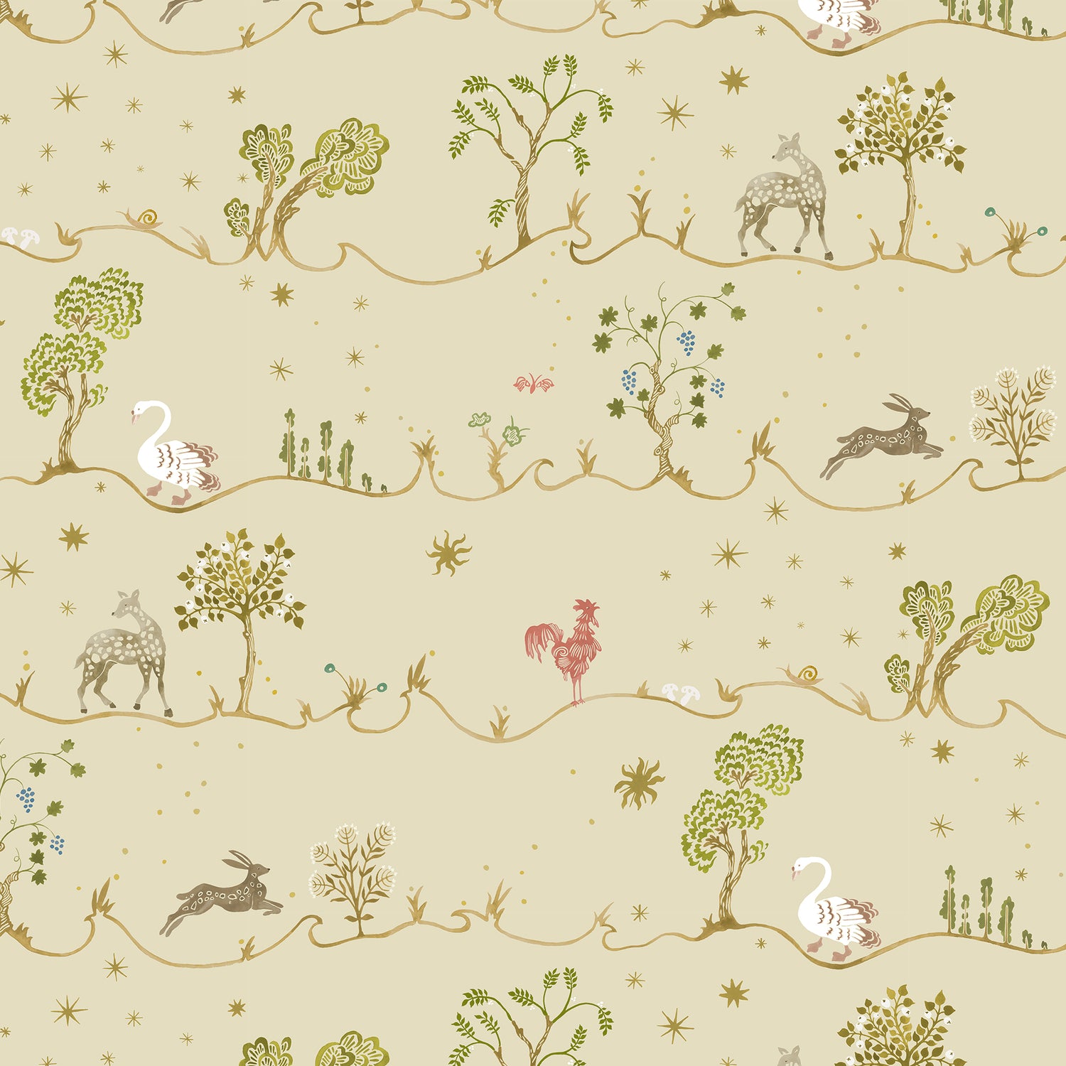 A Wave For Joan Wallpaper in light olive color - pattern number JMW1041.11.0 - by Kravet in the Josephine Munsey Juniper collection