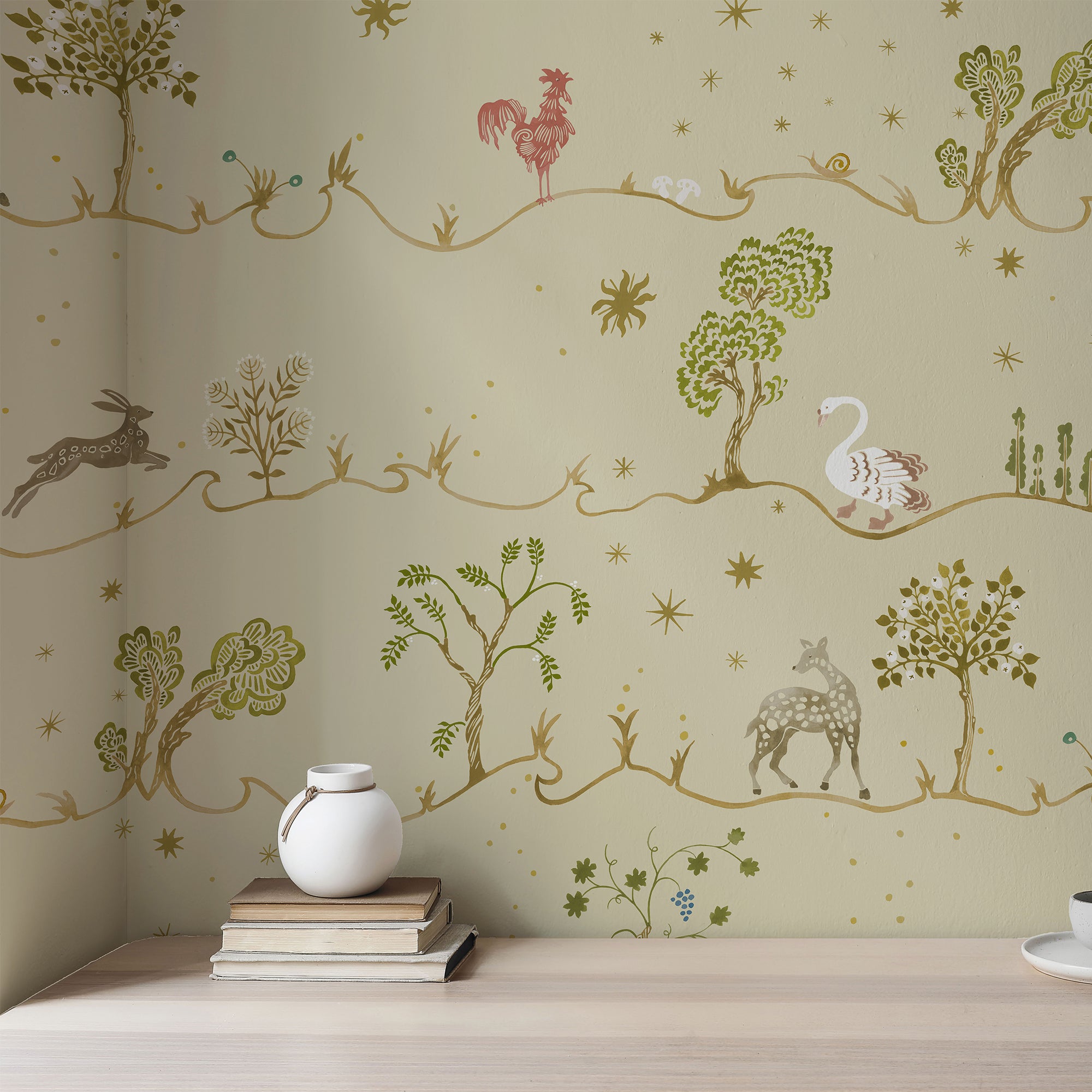 A Wave For Joan Wallpaper in light olive color - pattern number JMW1041.11.0 - by Kravet in the Josephine Munsey Juniper collection