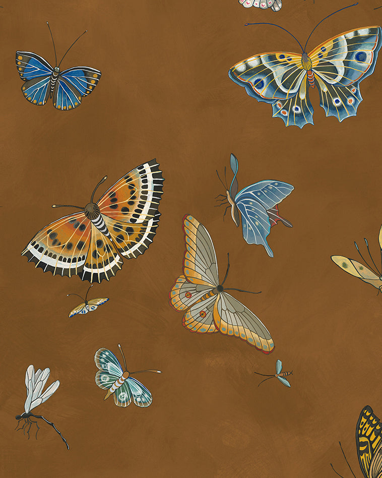 Butterflies Wallpaper in brown color - pattern number JMW1043.11.0 - by Kravet in the Josephine Munsey Alma collection