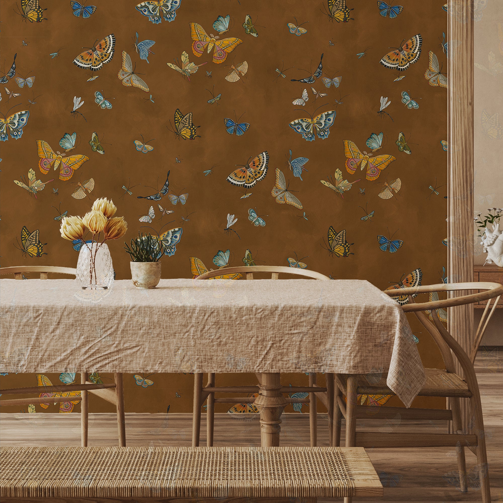 Butterflies Wallpaper in brown color - pattern number JMW1043.11.0 - by Kravet in the Josephine Munsey Alma collection