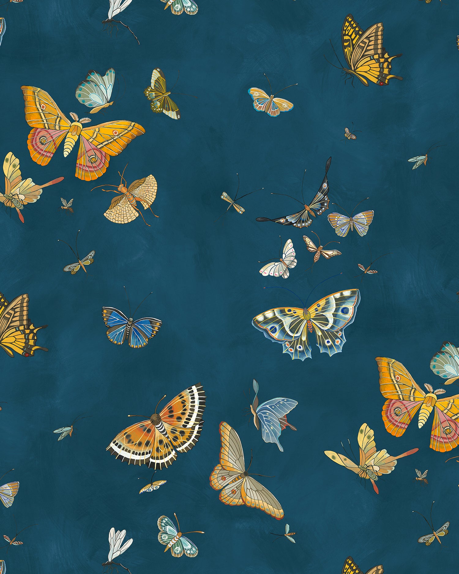 Butterflies Wallpaper in bright navy color - pattern number JMW1043.21.0 - by Kravet in the Josephine Munsey Alma collection