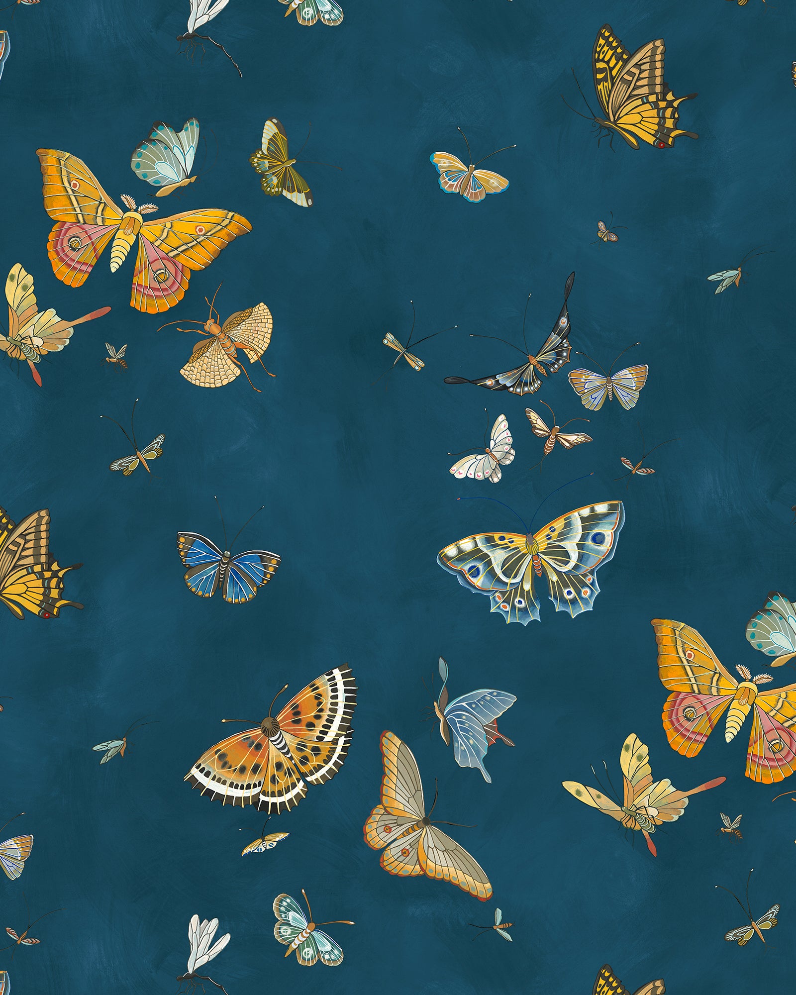 Butterflies Wallpaper in bright navy color - pattern number JMW1043.21.0 - by Kravet in the Josephine Munsey Alma collection